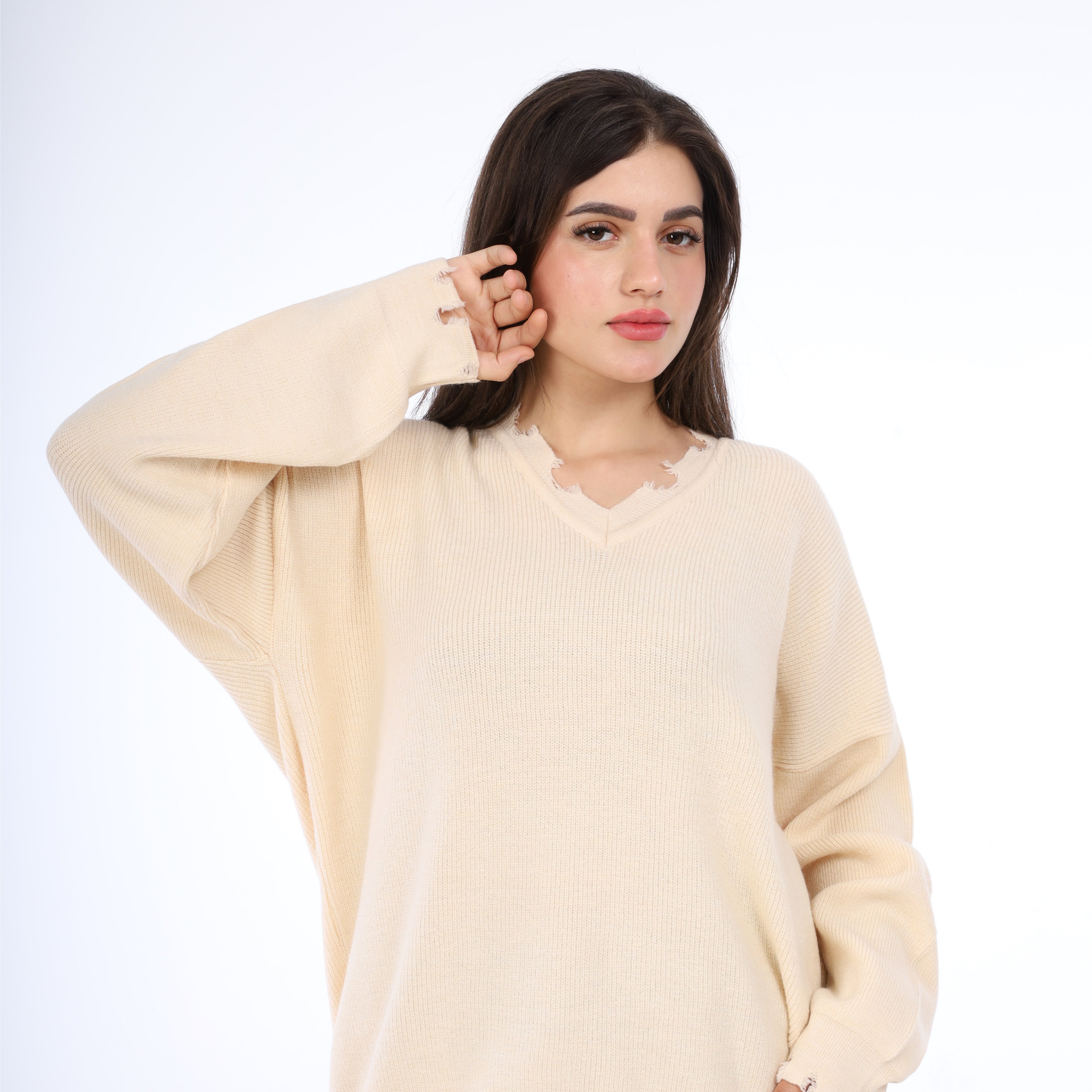 V-Neck Long Sweater w16252741