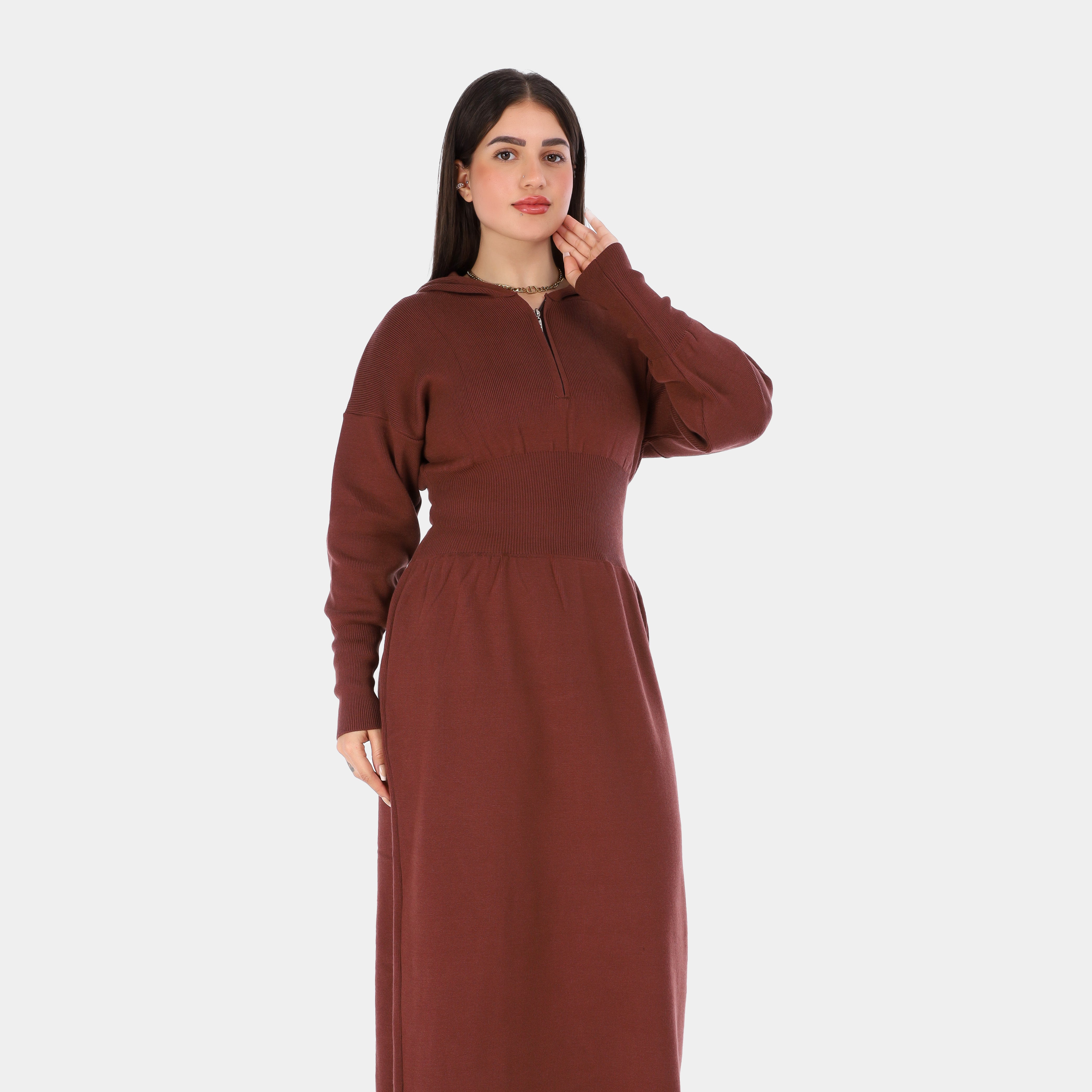 Hooded Knit Maxi Dress w16252778