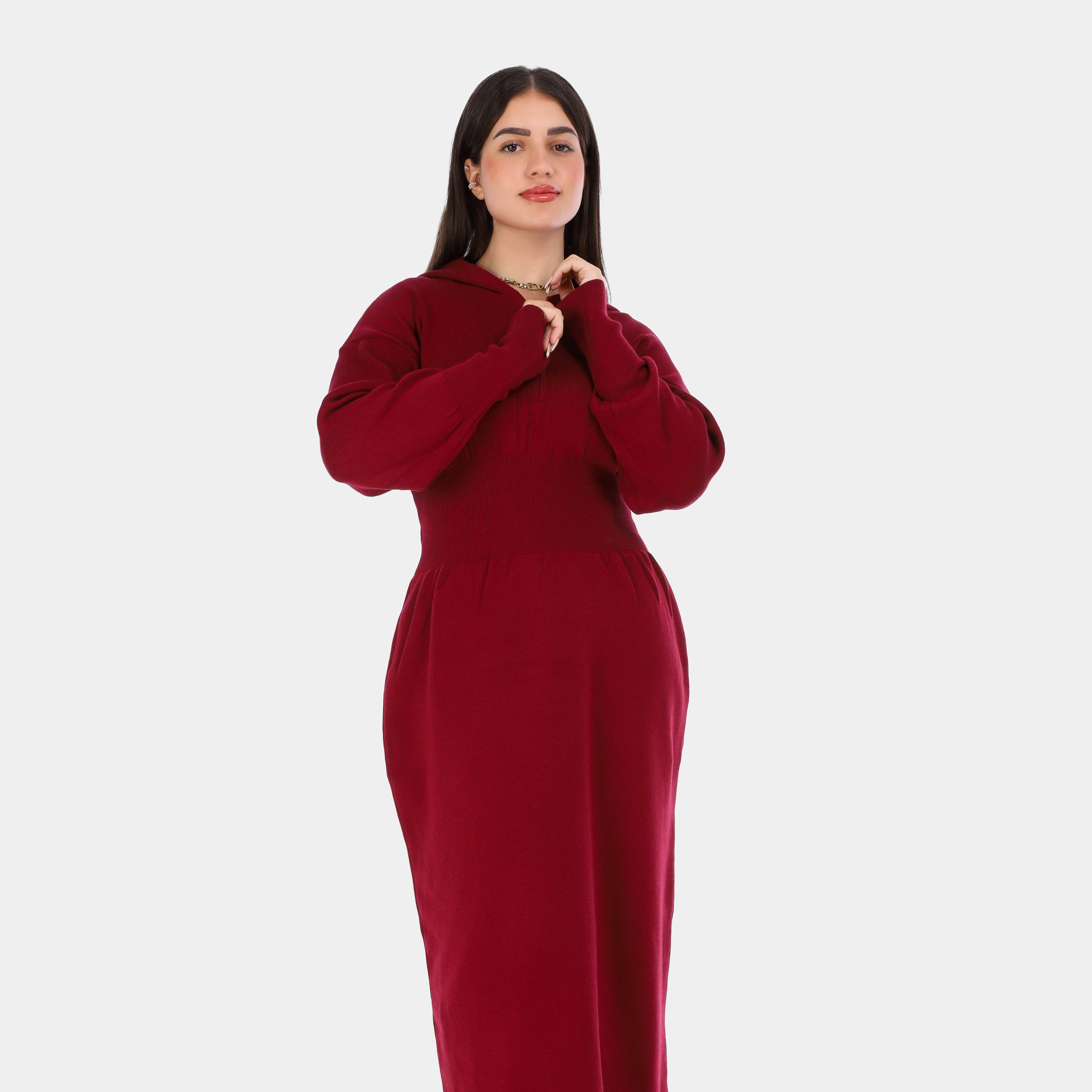 Hooded Knit Maxi Dress w16252778