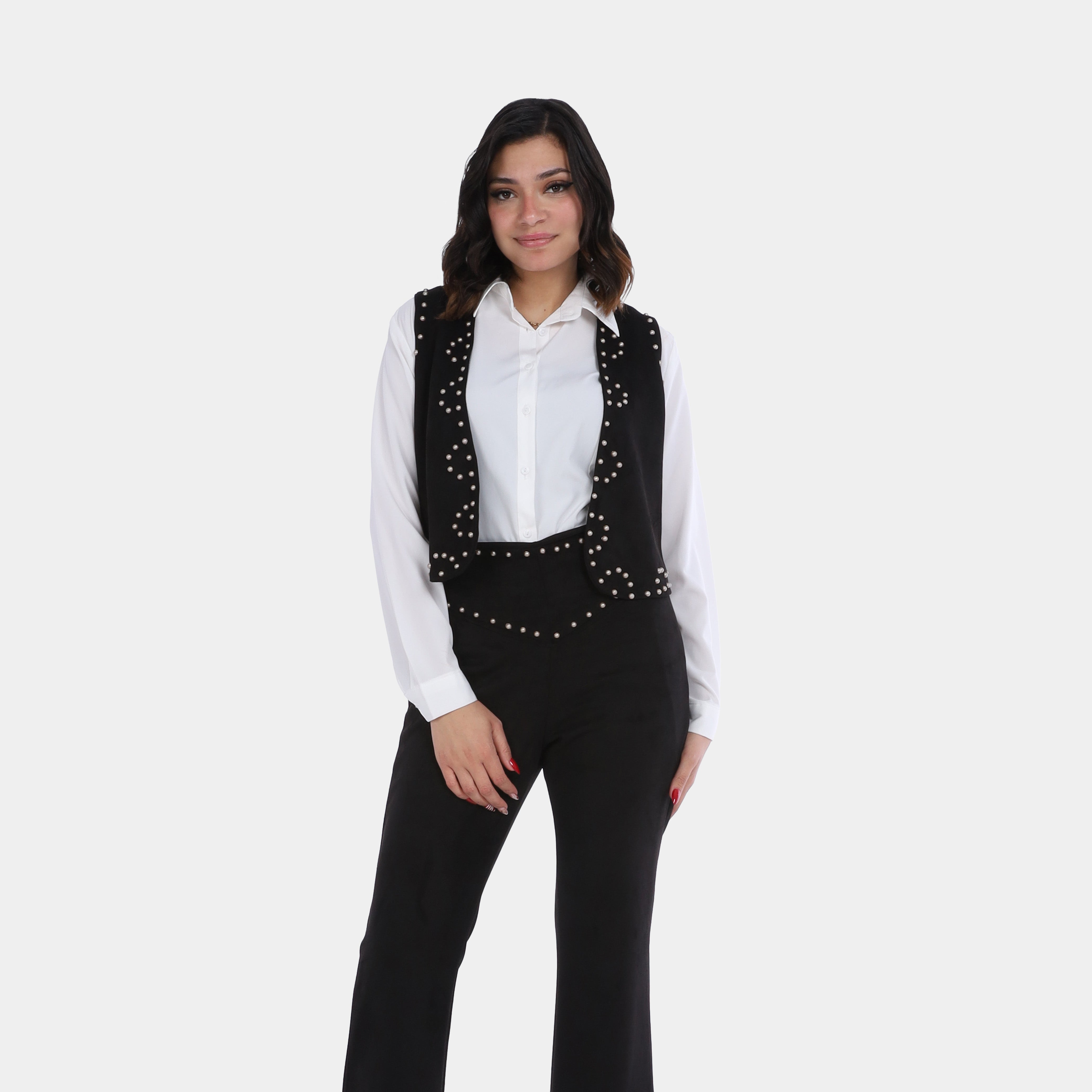 Two-Piece Suede Suit with Pearl Vest w1626/204