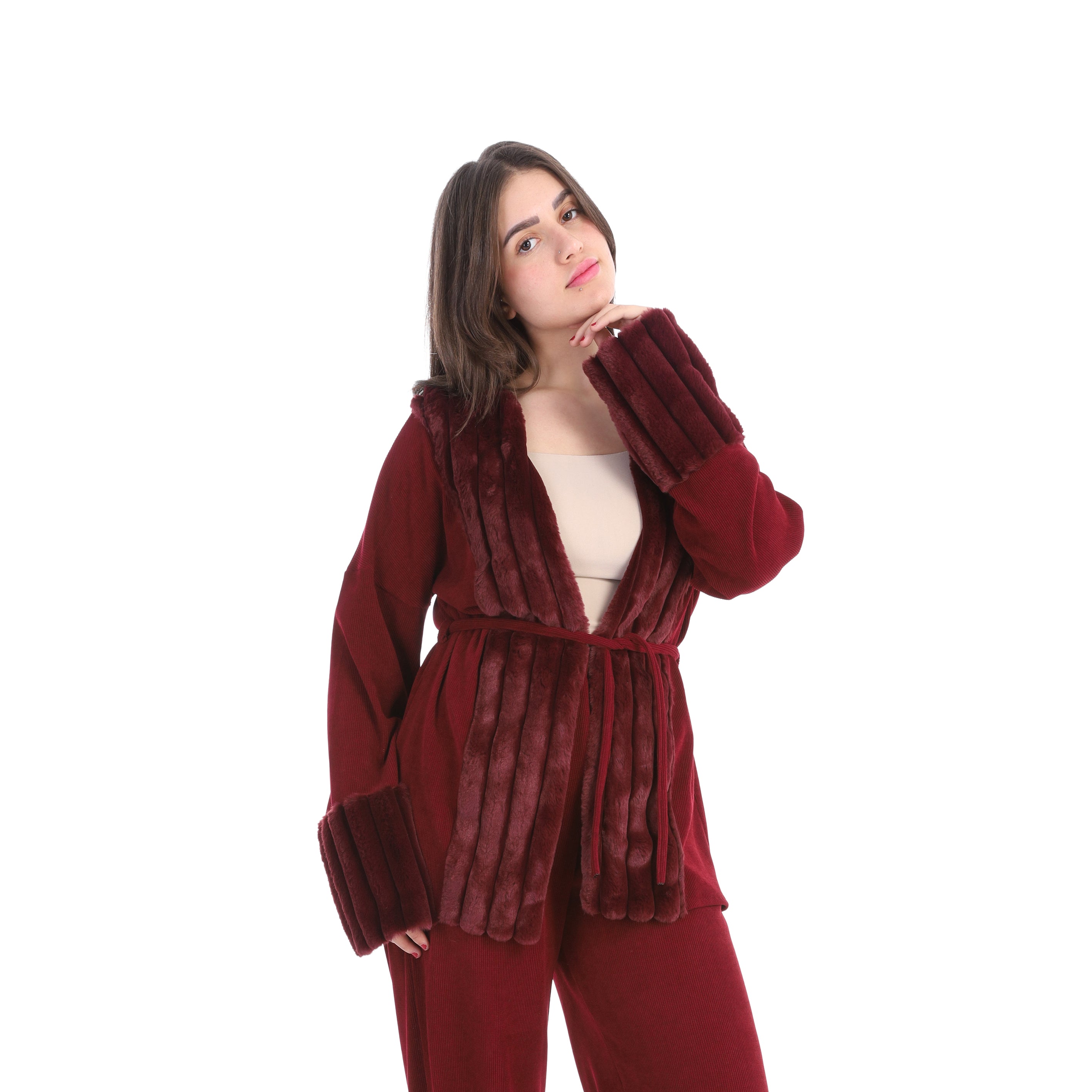 Elegant Lounge Set with Waist Tie w1626/323