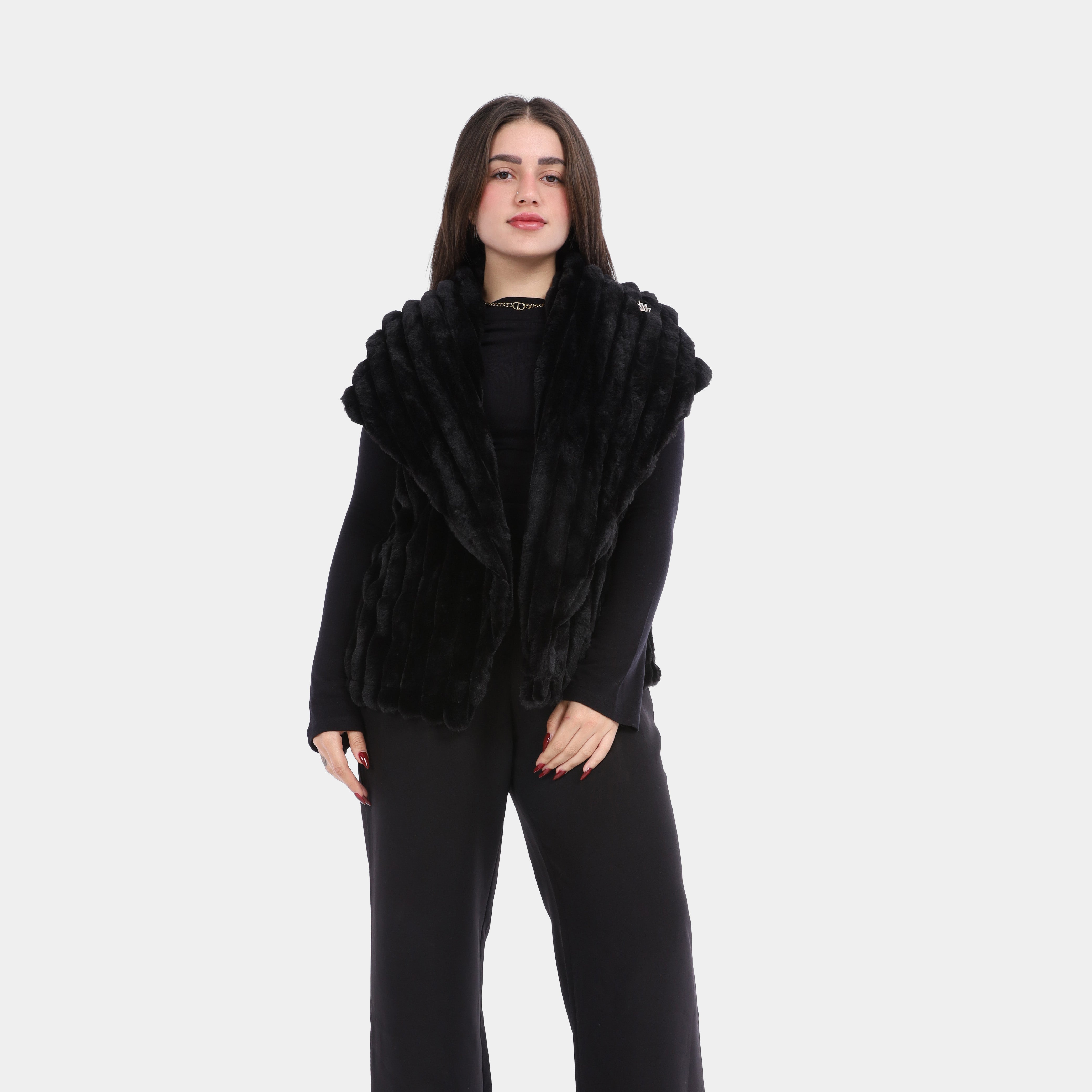 Sleeveless Faux Fur Puffer Vest w1626/345