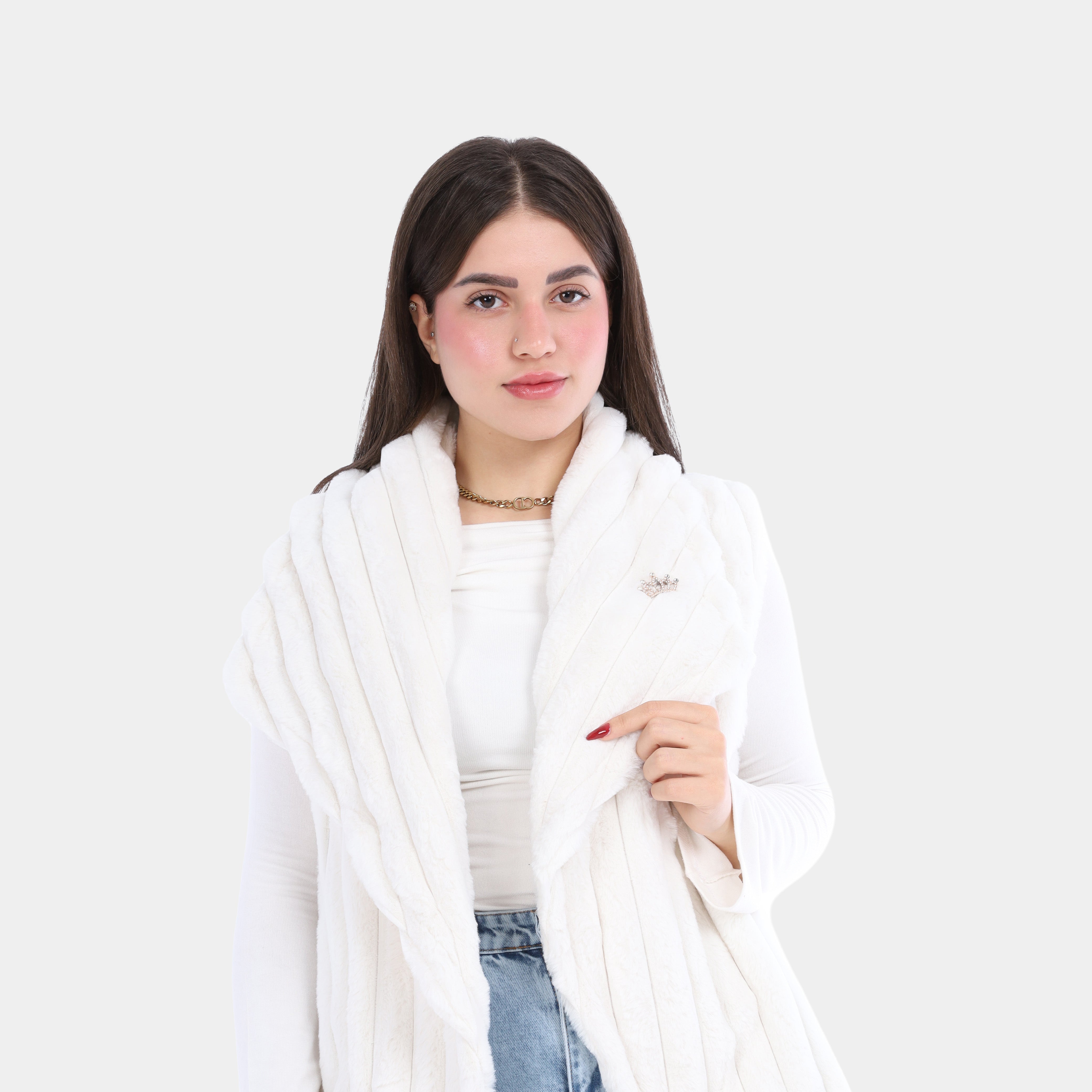 Sleeveless Faux Fur Puffer Vest w1626/345