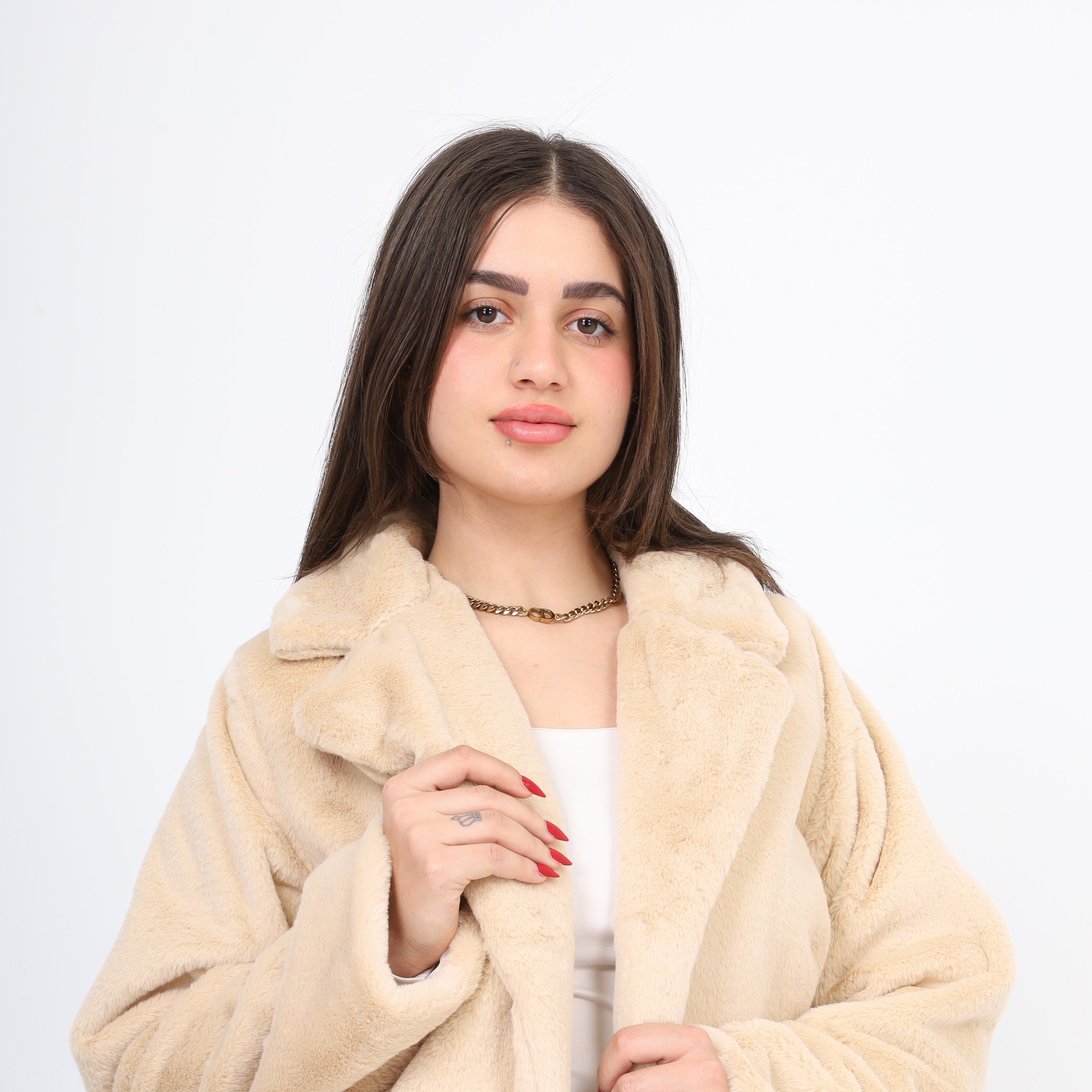 Faux Fur Jacket With Collar w1626/367