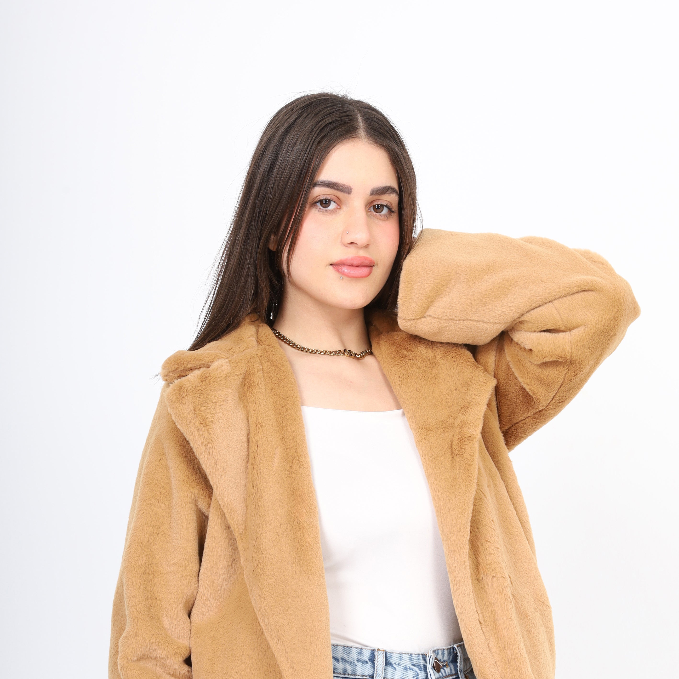 Faux Fur Jacket With Collar w1626/367