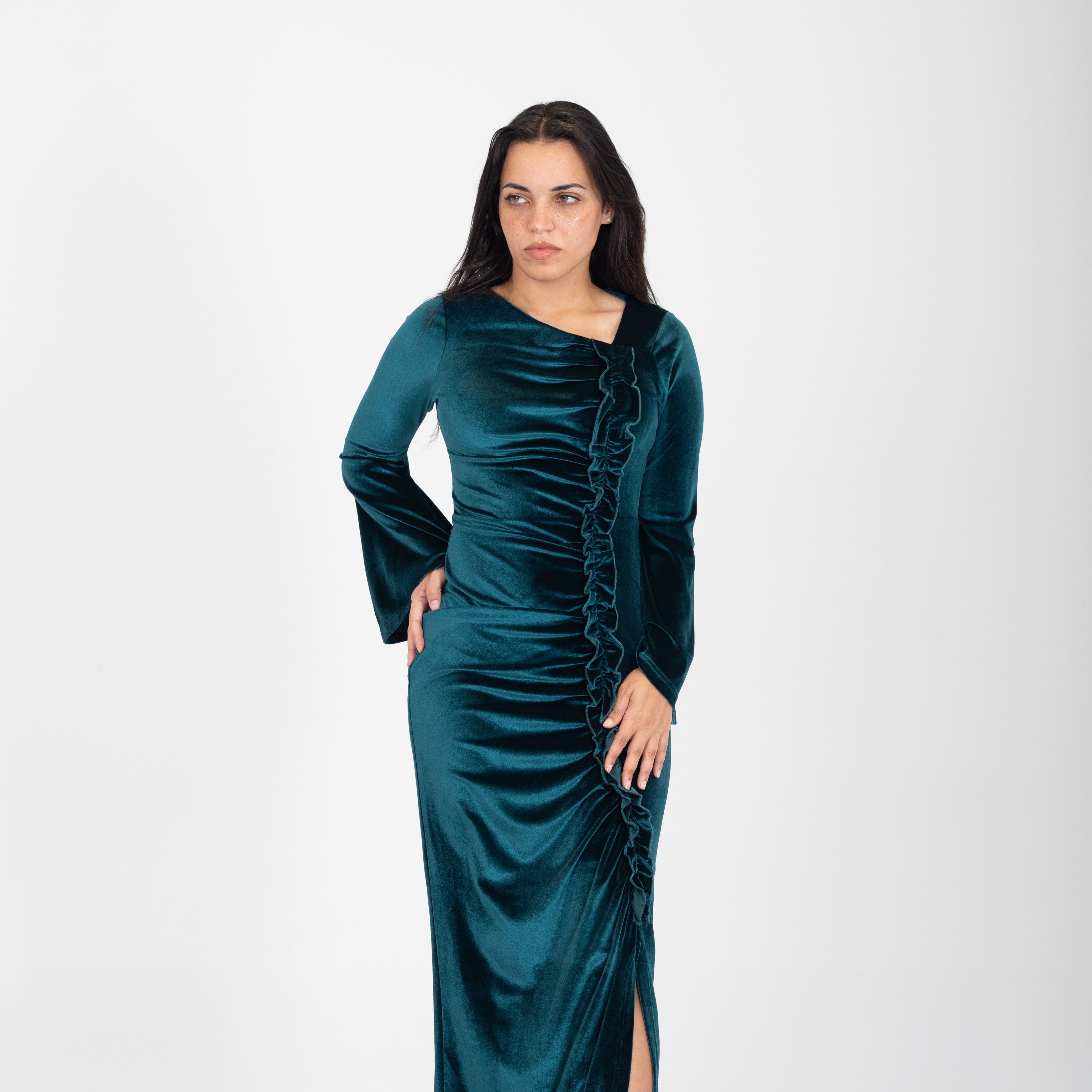 Velvet Ruched Maxi Dress w1626516