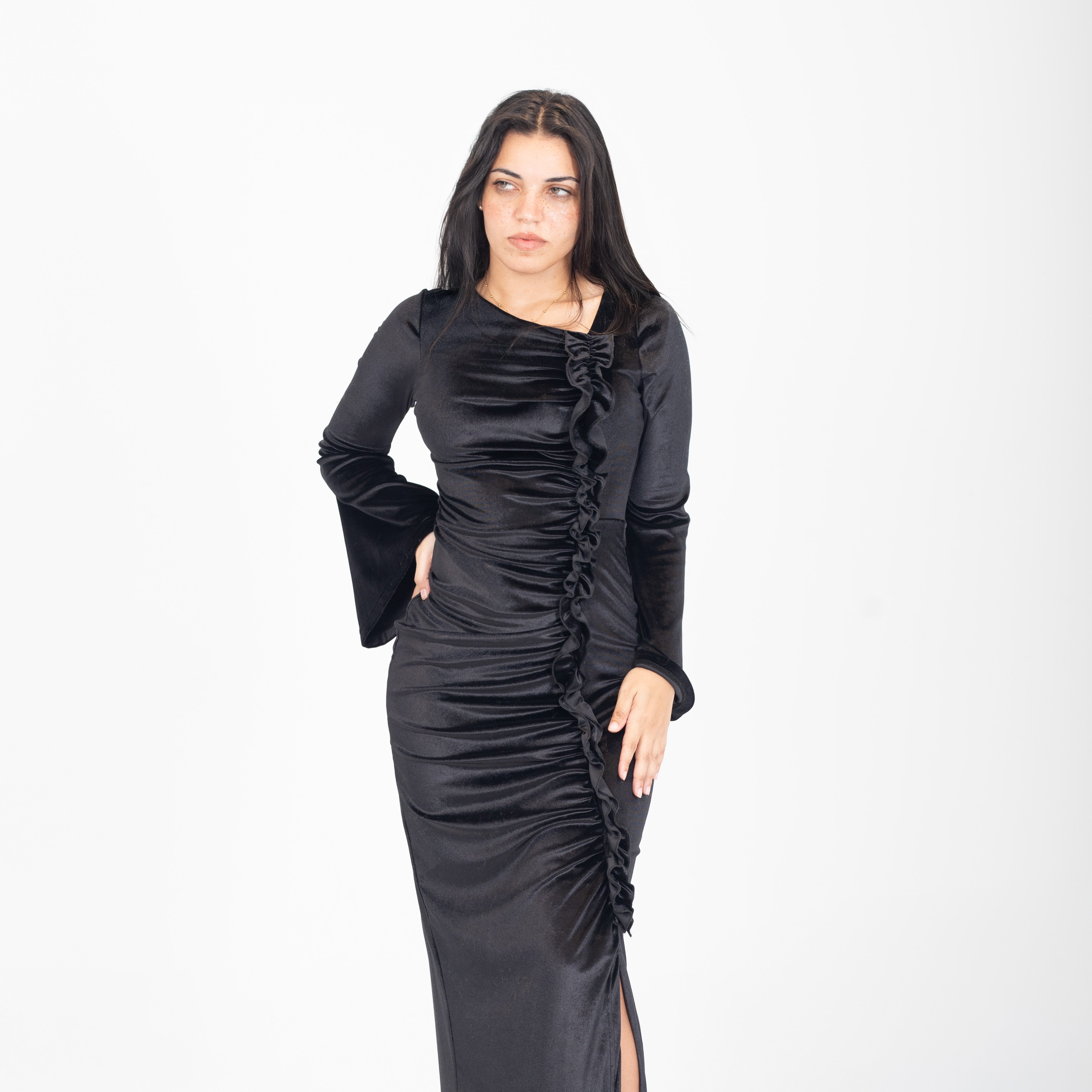 Velvet Ruched Maxi Dress w1626516
