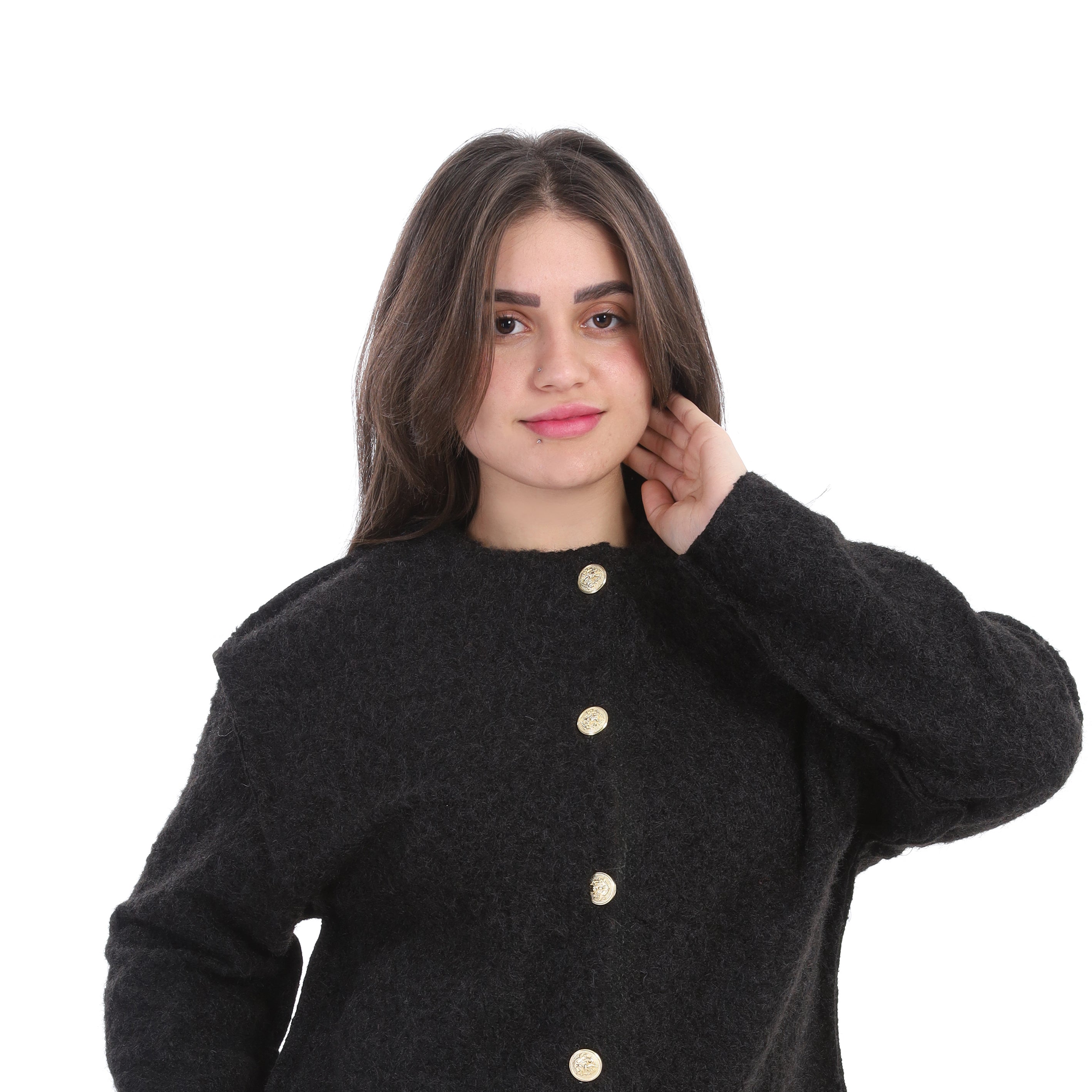 Textured Bouclé Wool Jacket with Front Buttons w1627/267