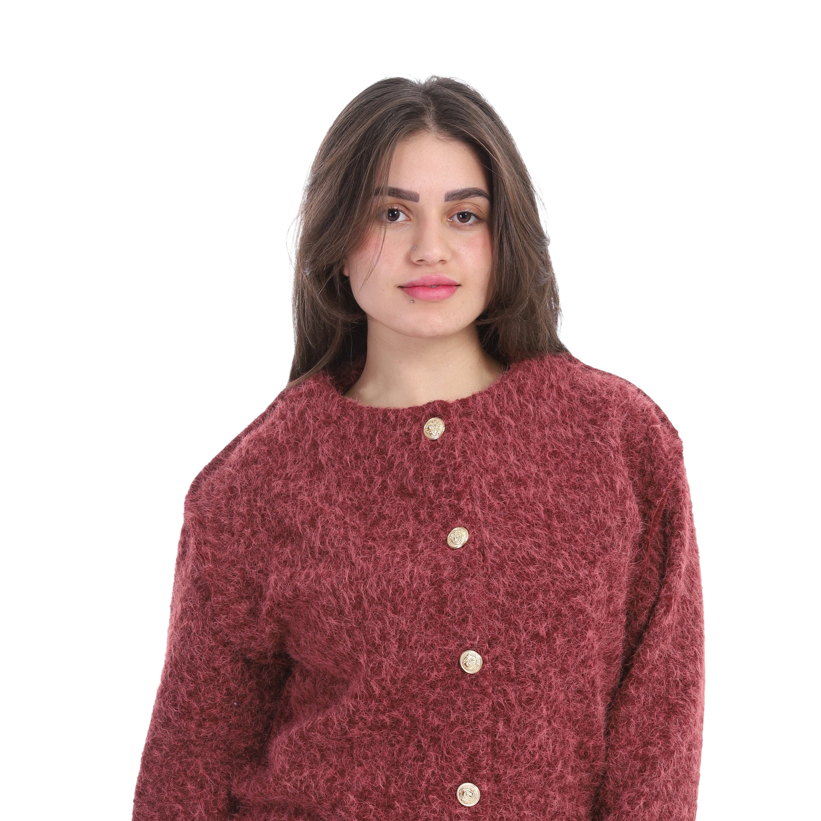 Textured Bouclé Wool Jacket with Front Buttons w1627/267