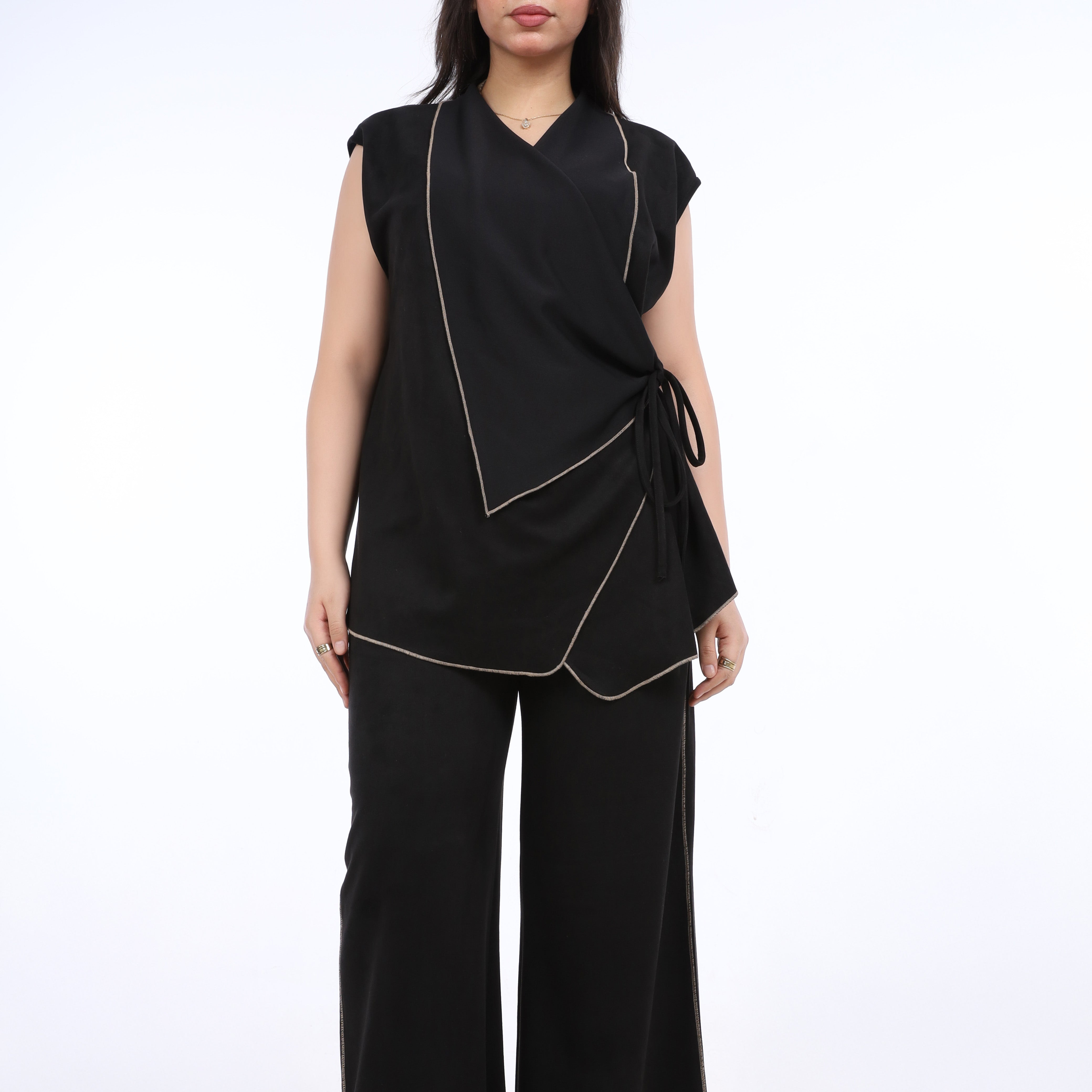 Wrap Vest & Wide-Leg Pants Two-Piece Suit w1627221