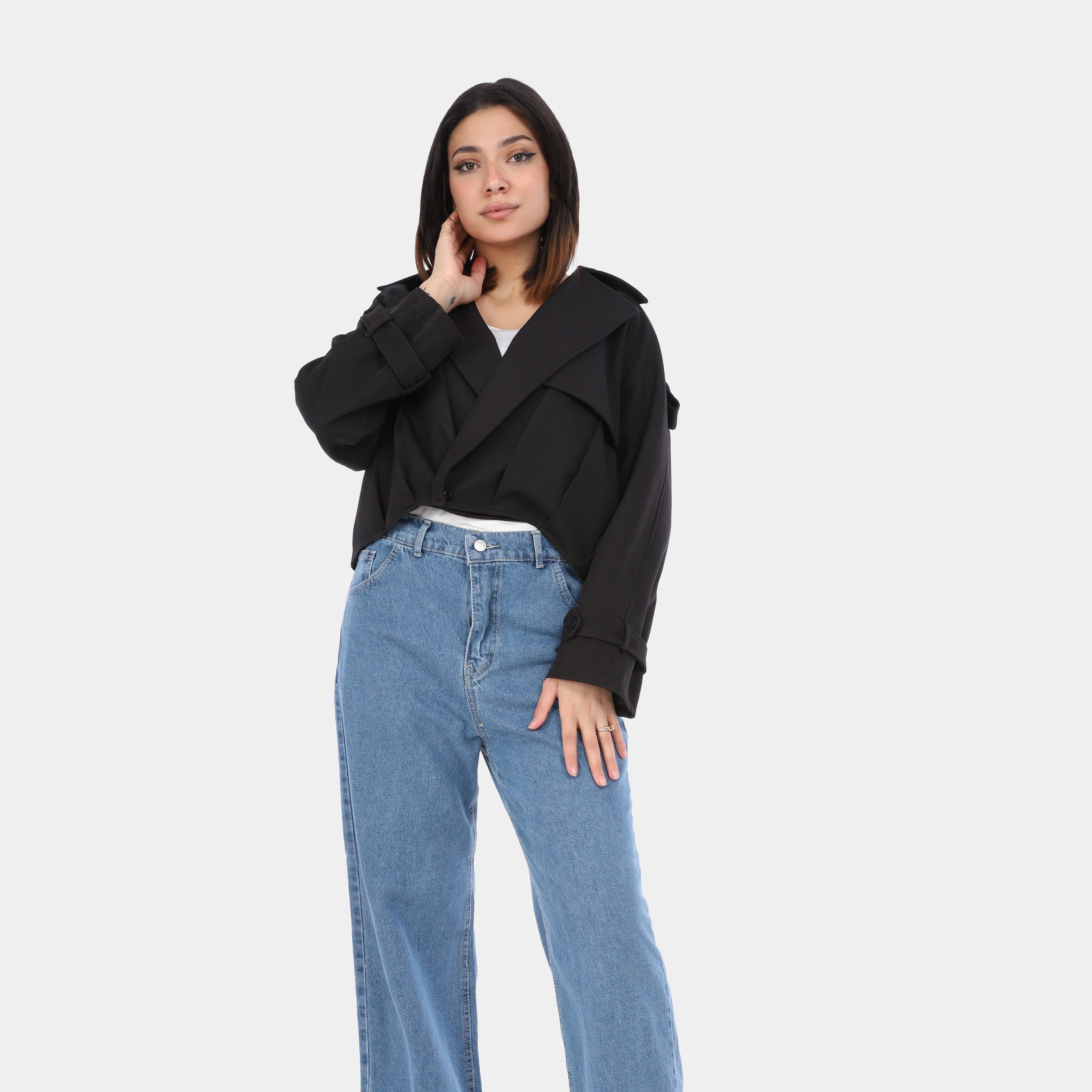 معطف ترنش قصير واسع w1629/219