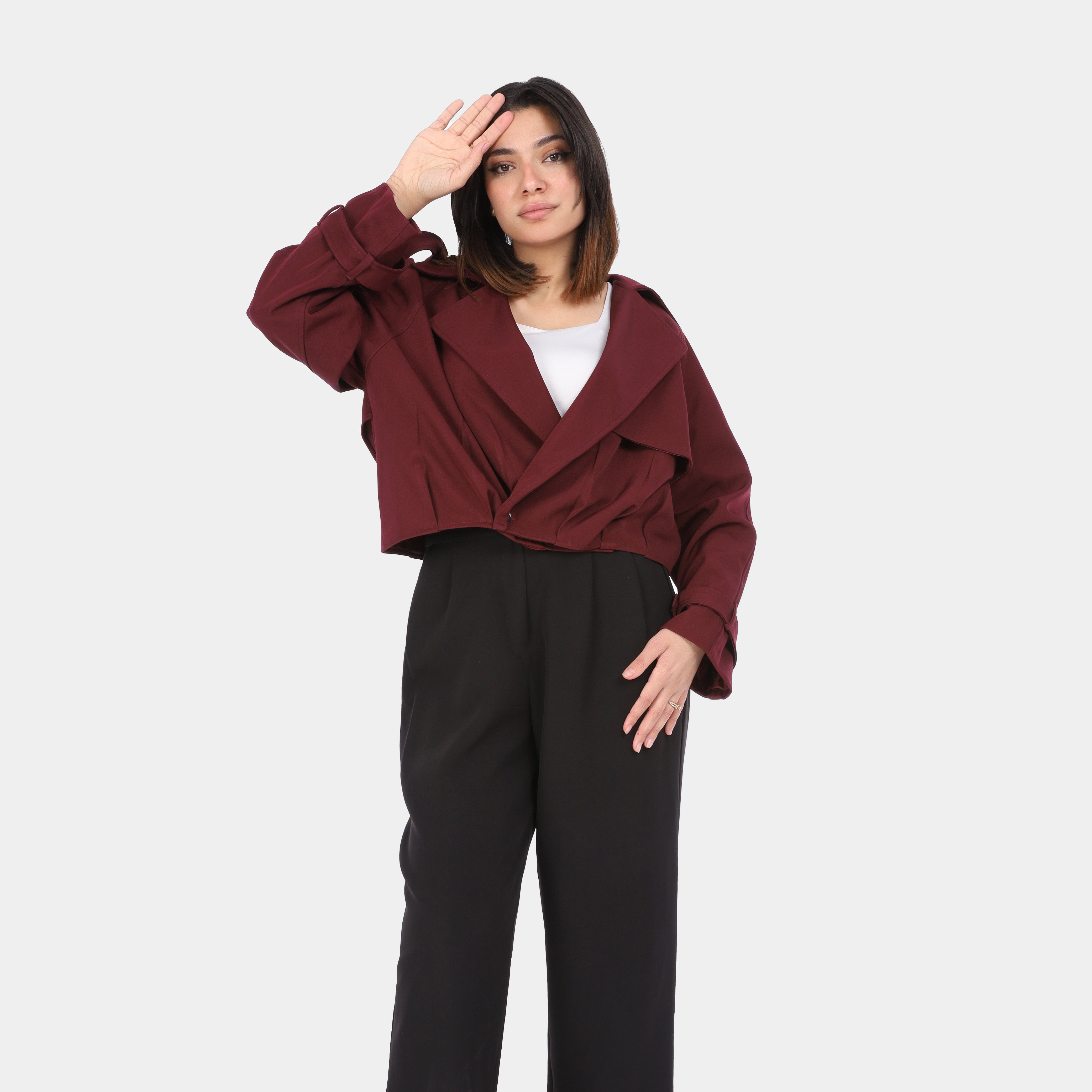 معطف ترنش قصير واسع w1629/219