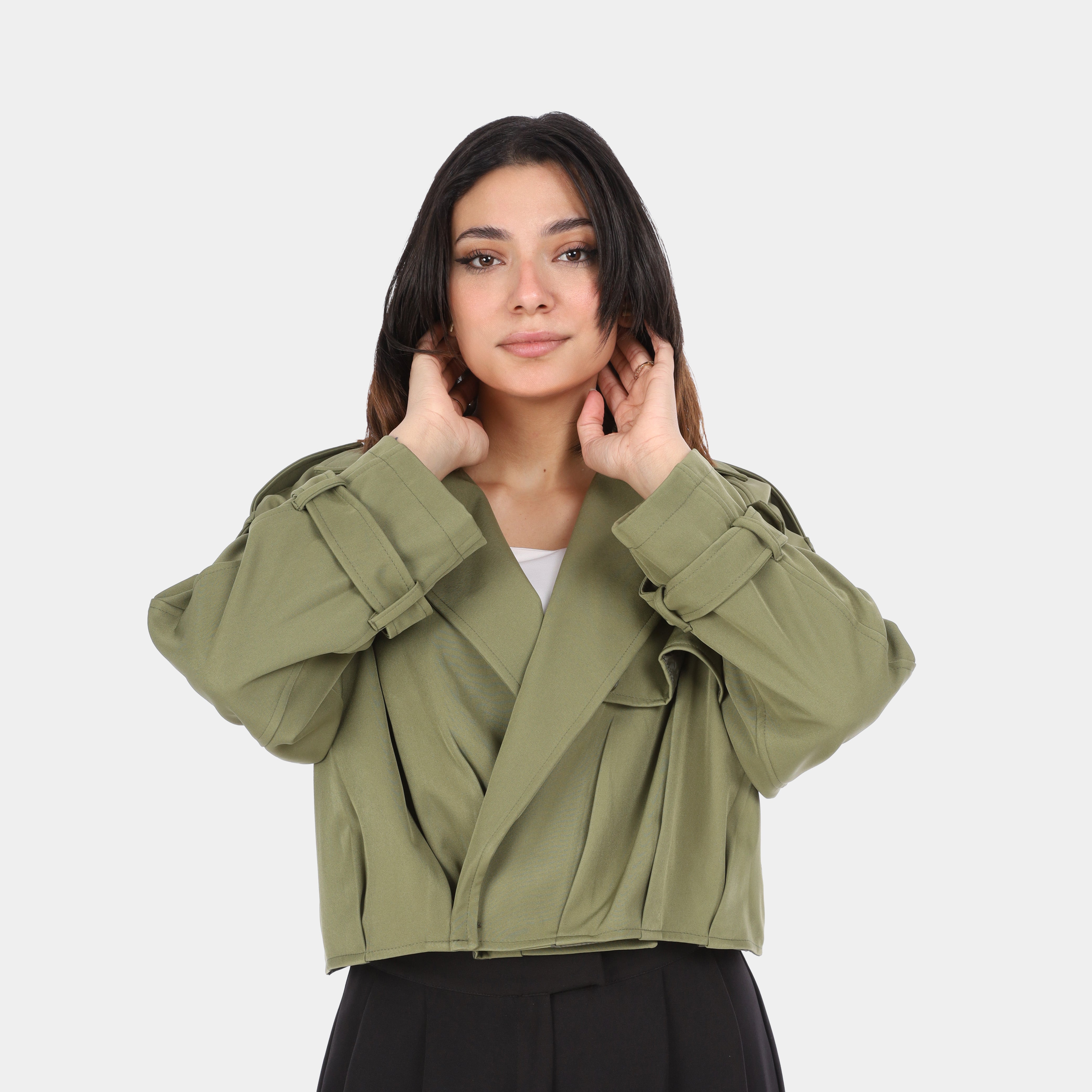 معطف ترنش قصير واسع w1629/219