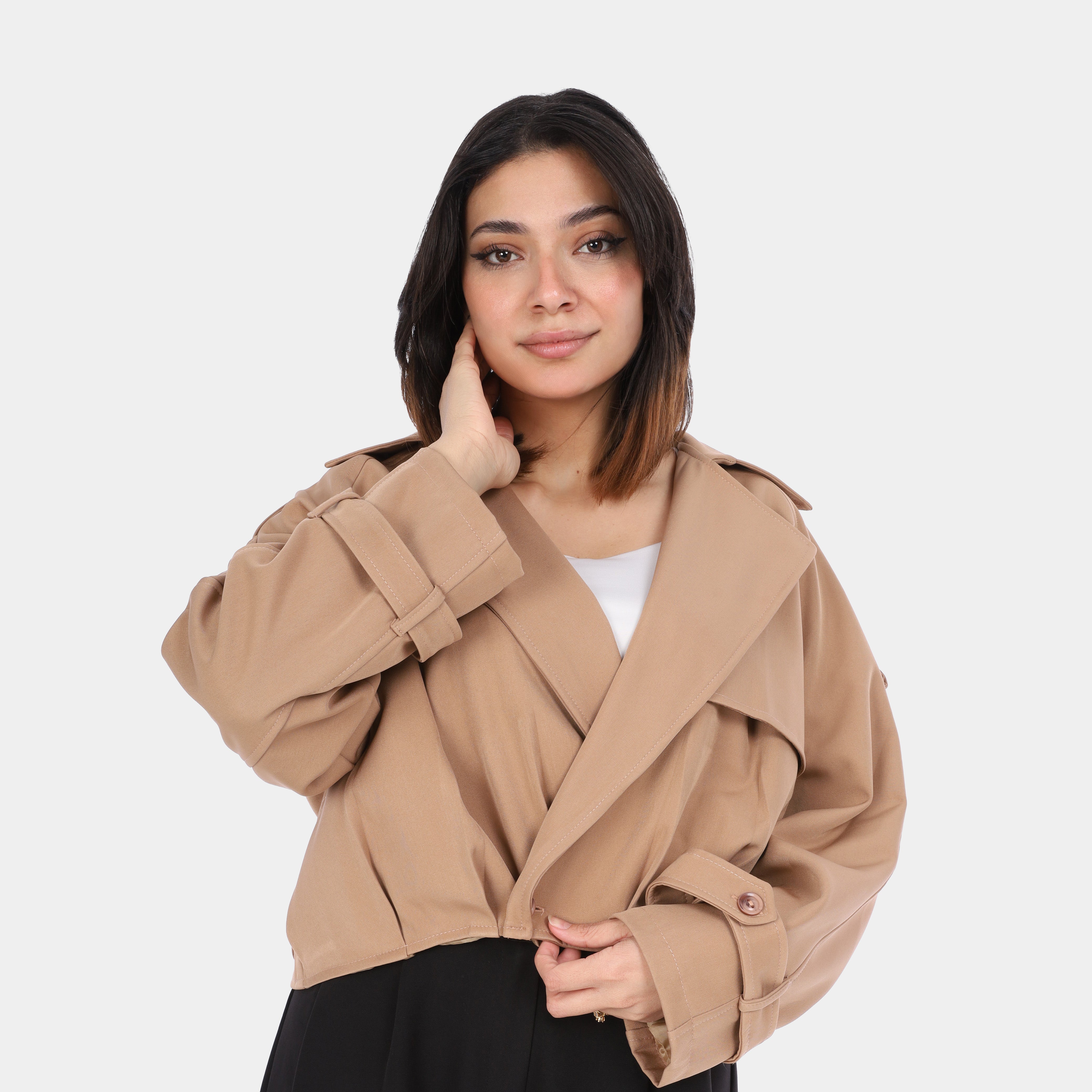 معطف ترنش قصير واسع w1629/219