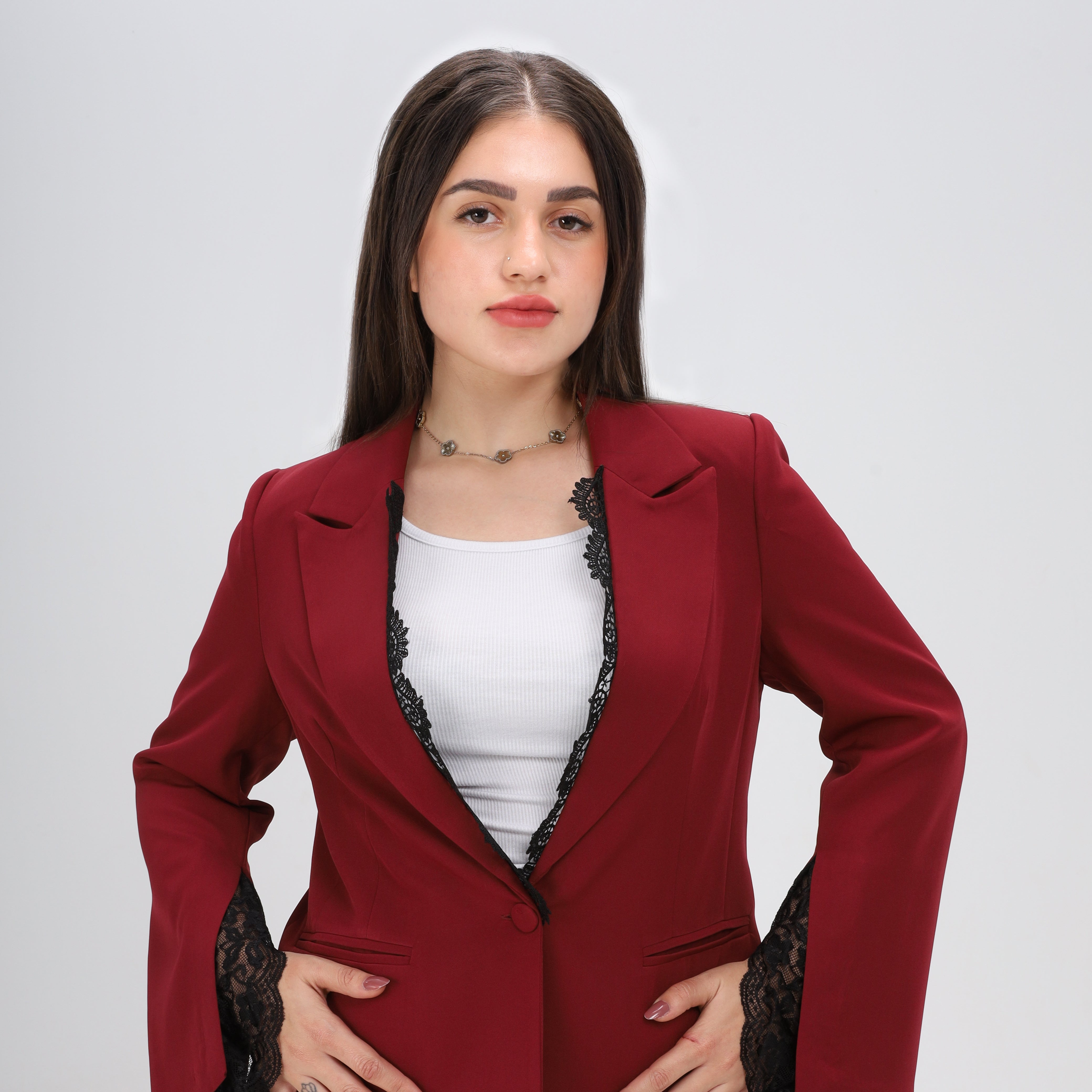 Lace Trim Blazer w162953/1