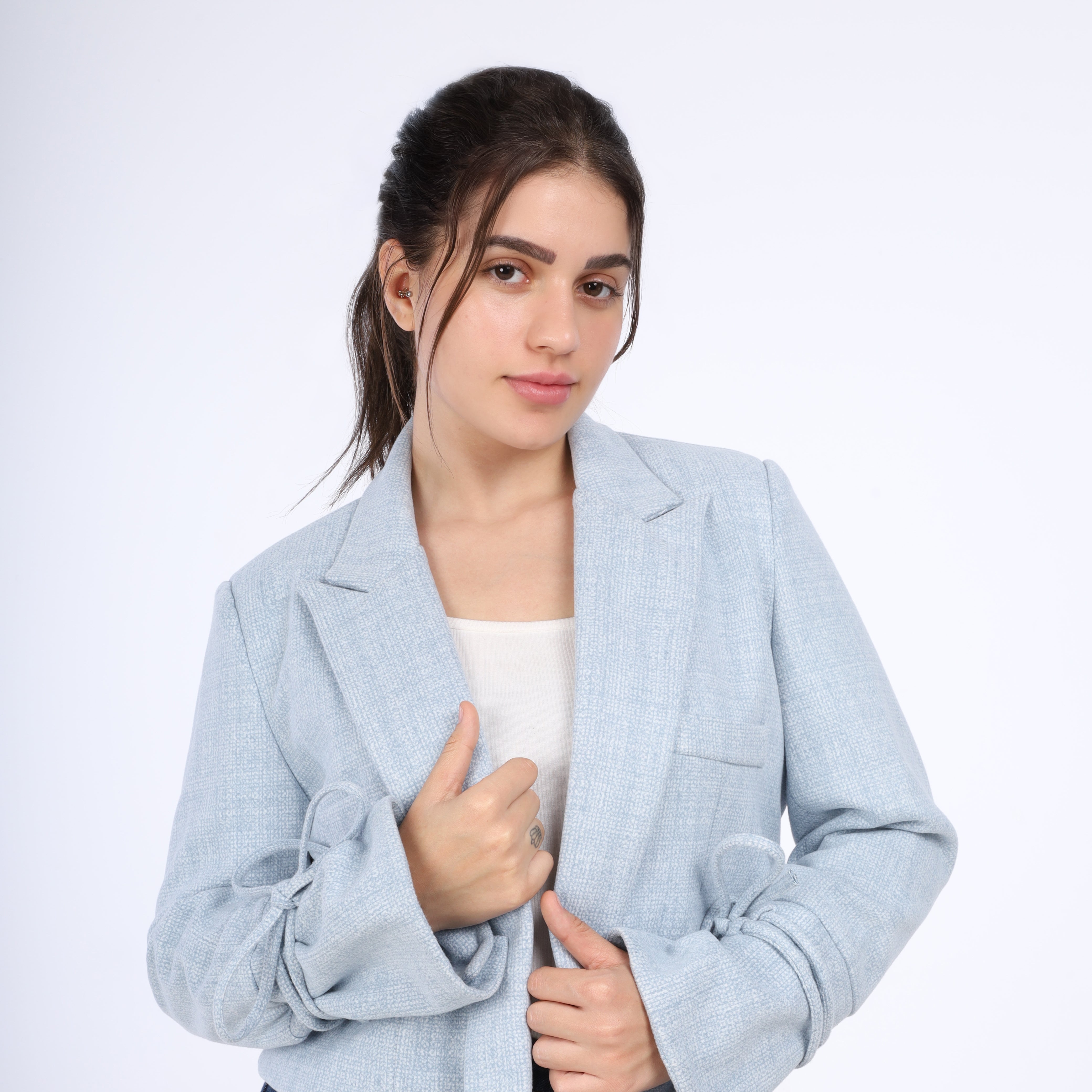 Textured Cropped Blazer w162992