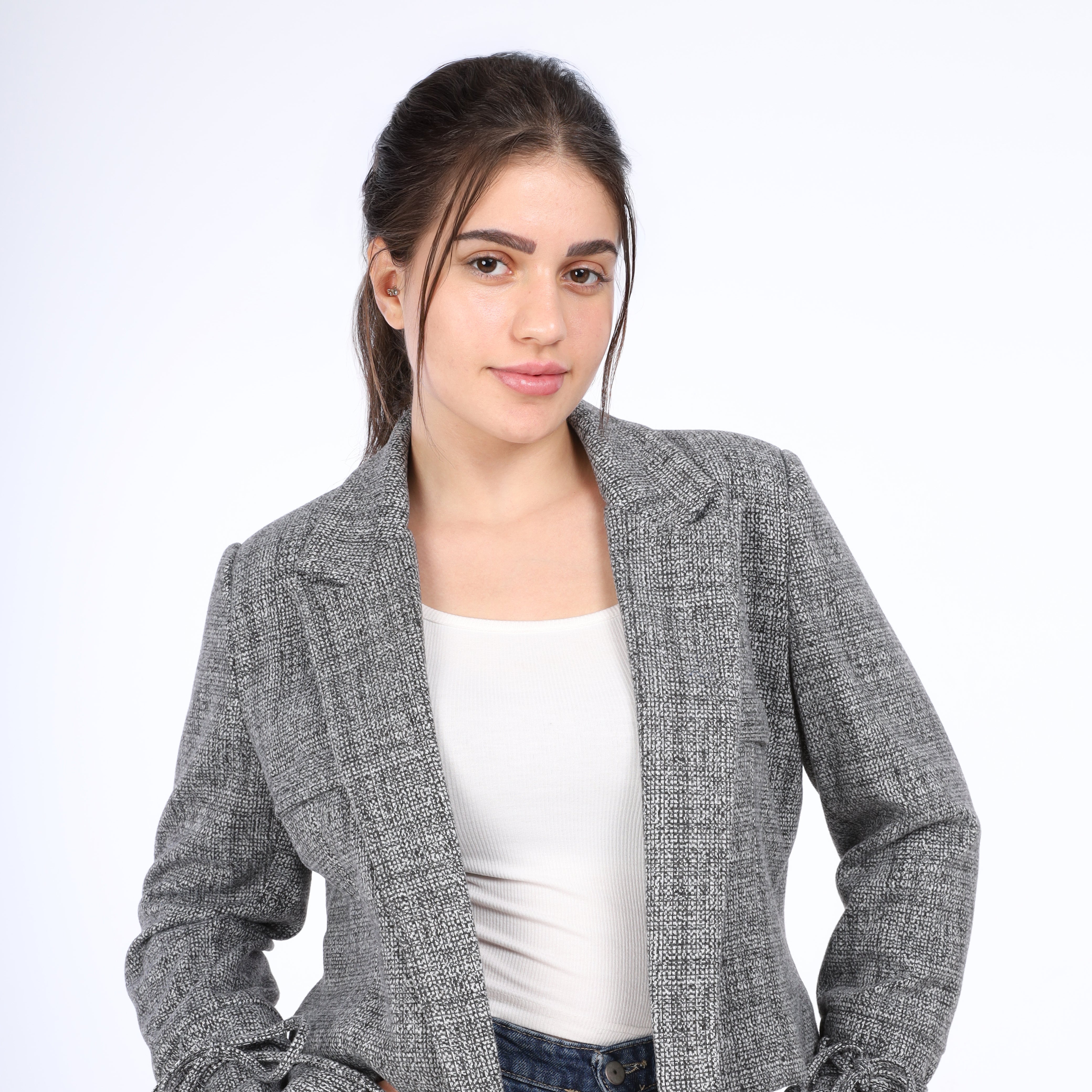 Textured Cropped Blazer w162992