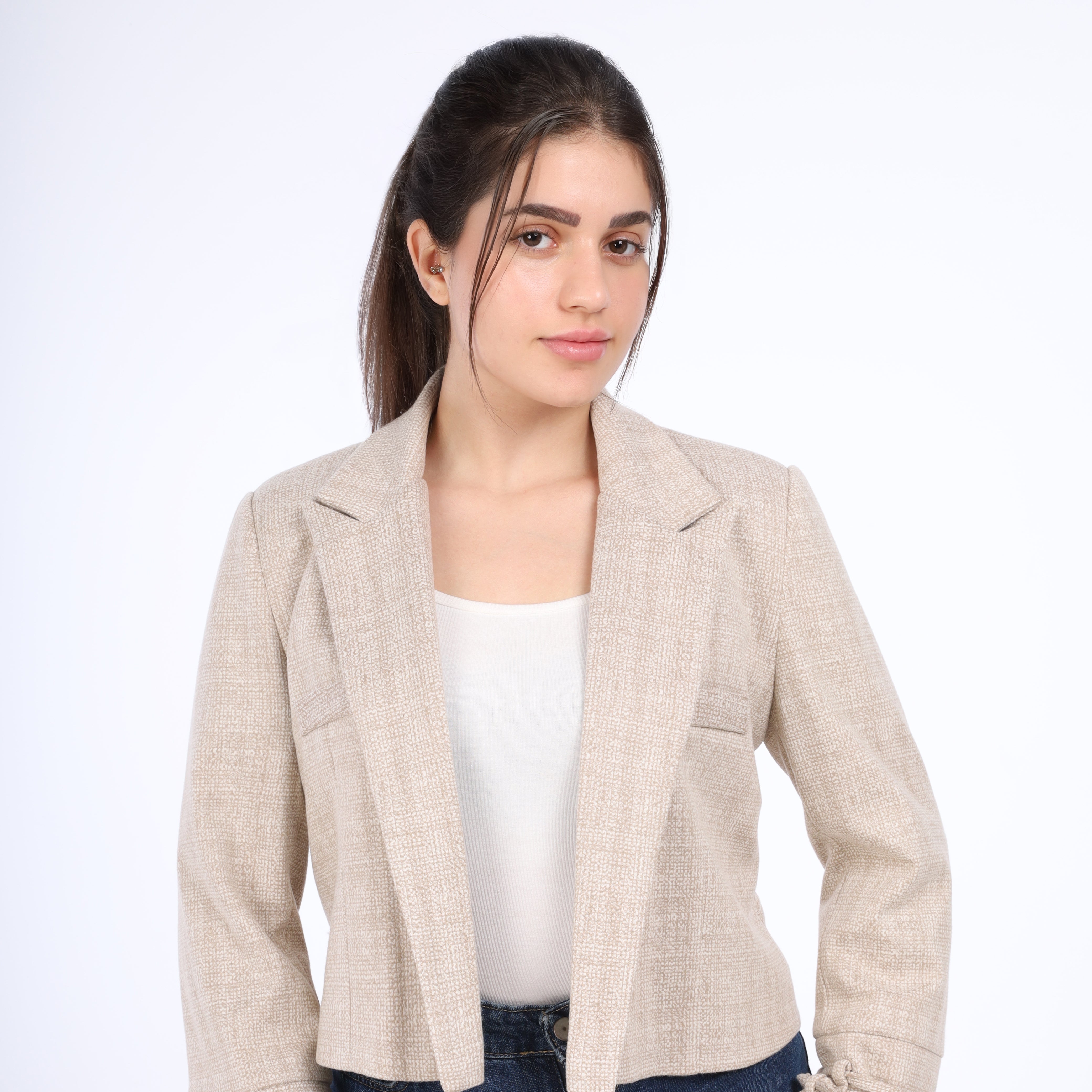 Textured Cropped Blazer w162992