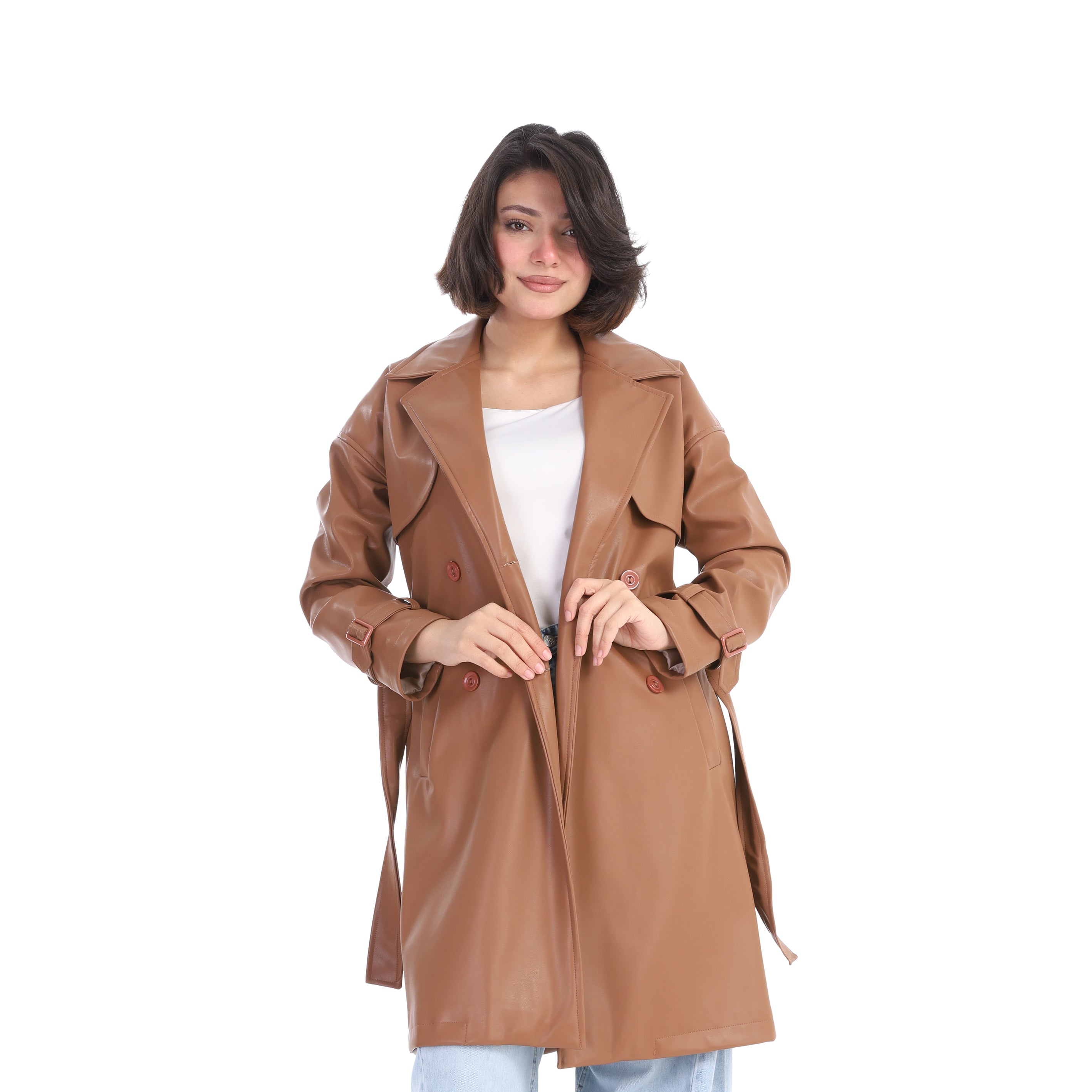 Leather Belted Trench Coat w1630/354