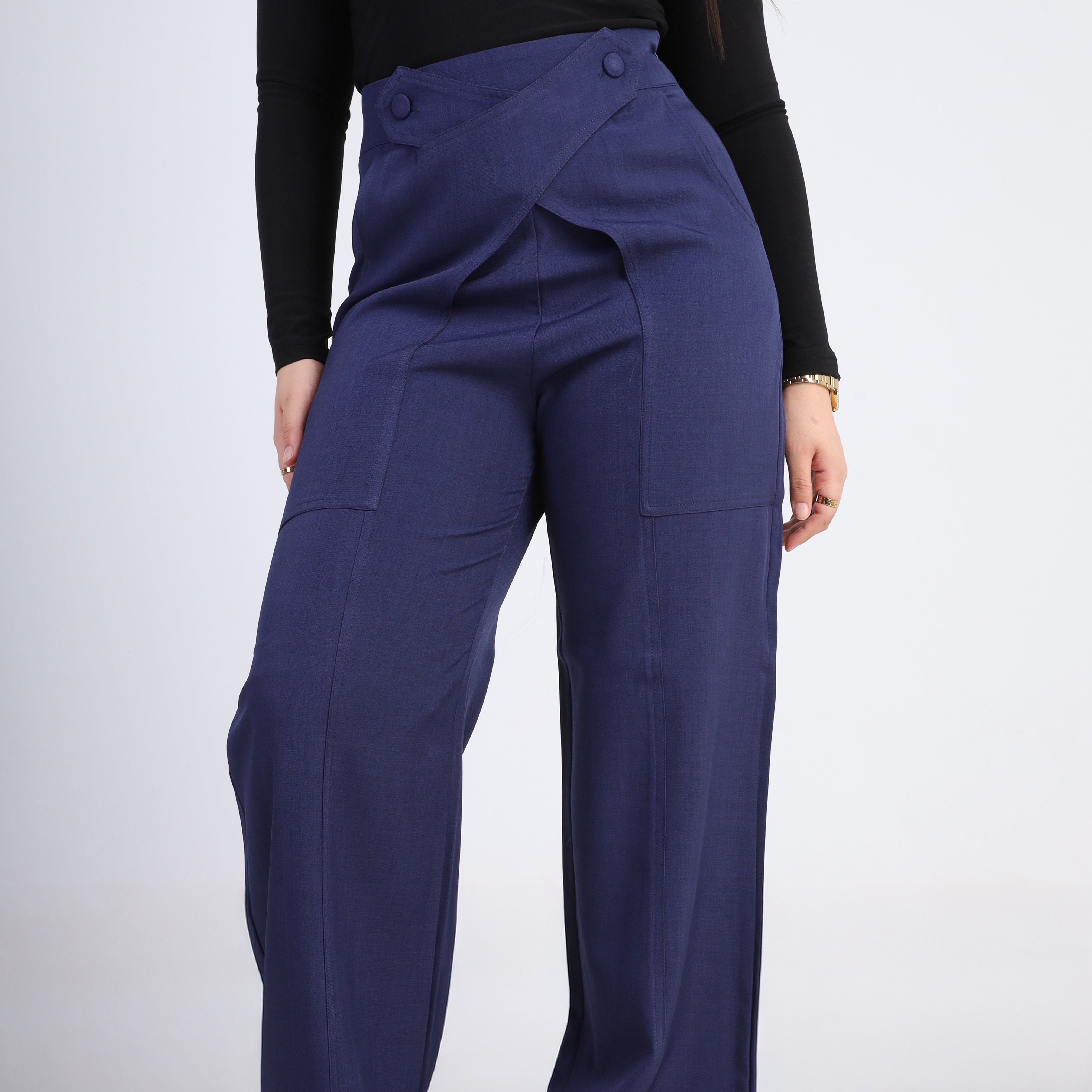 Cross-Waist Fabric Trousers w1630109