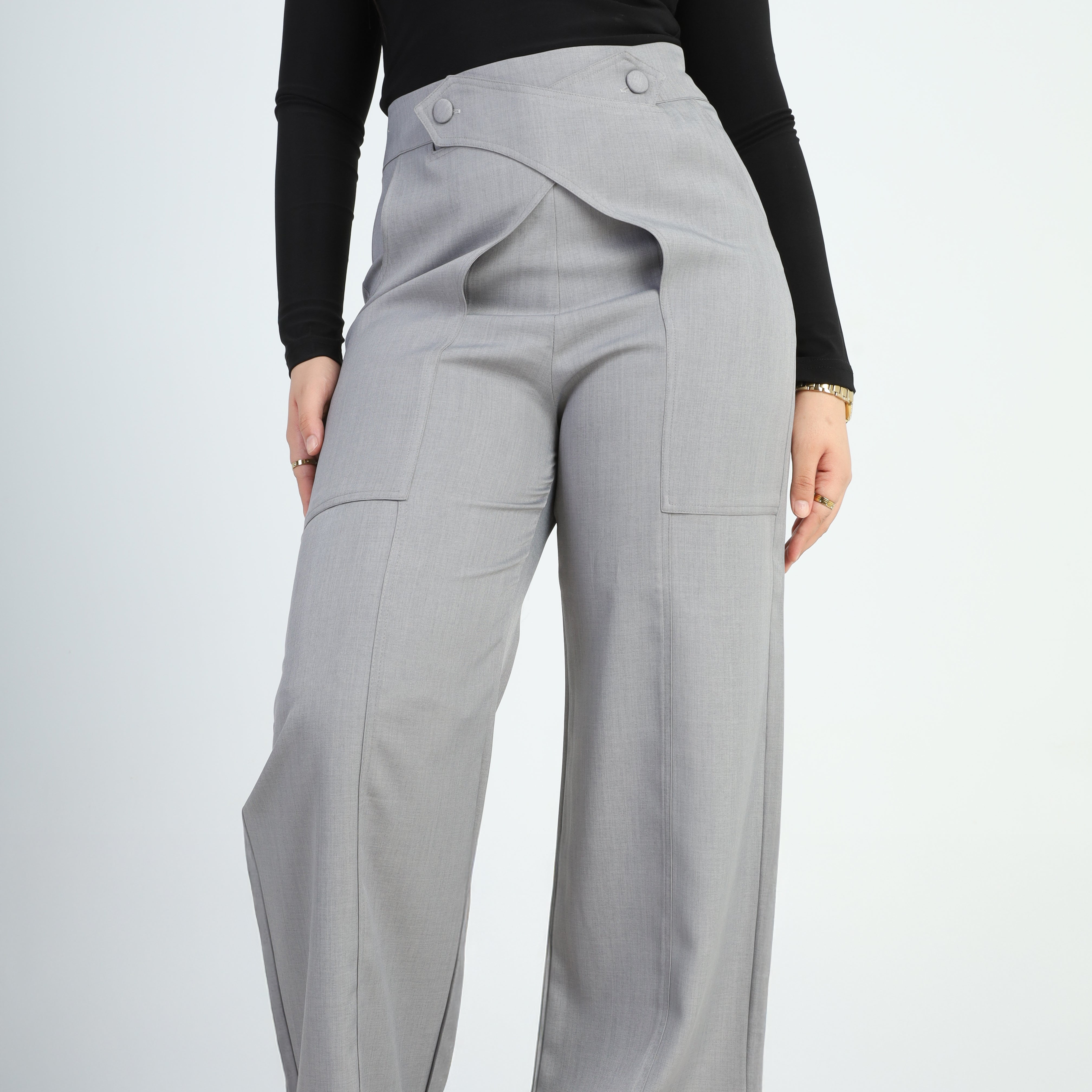 Cross-Waist Fabric Trousers w1630109