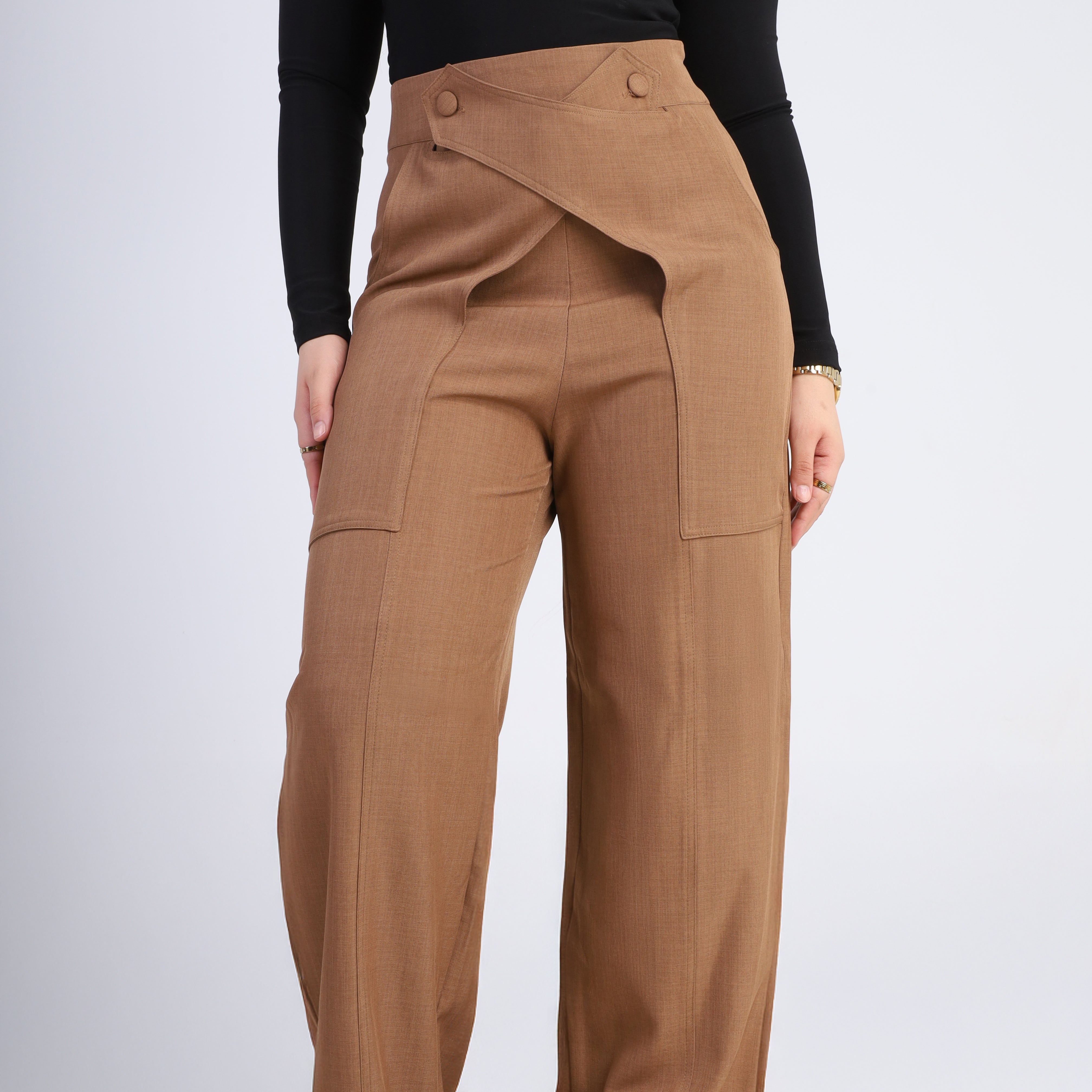 Cross-Waist Fabric Trousers w1630109