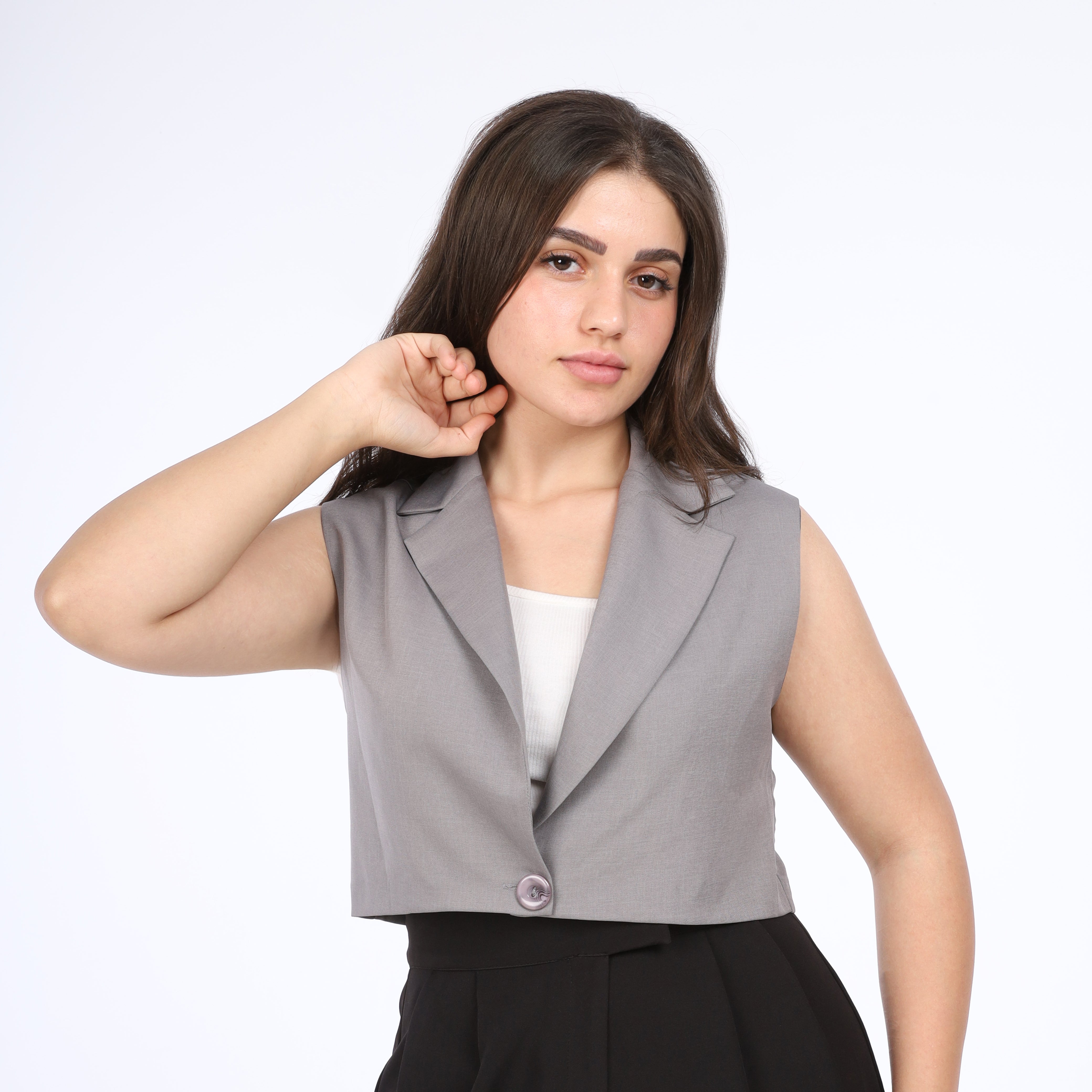 Sleeveless Blazer Style Vest w163038