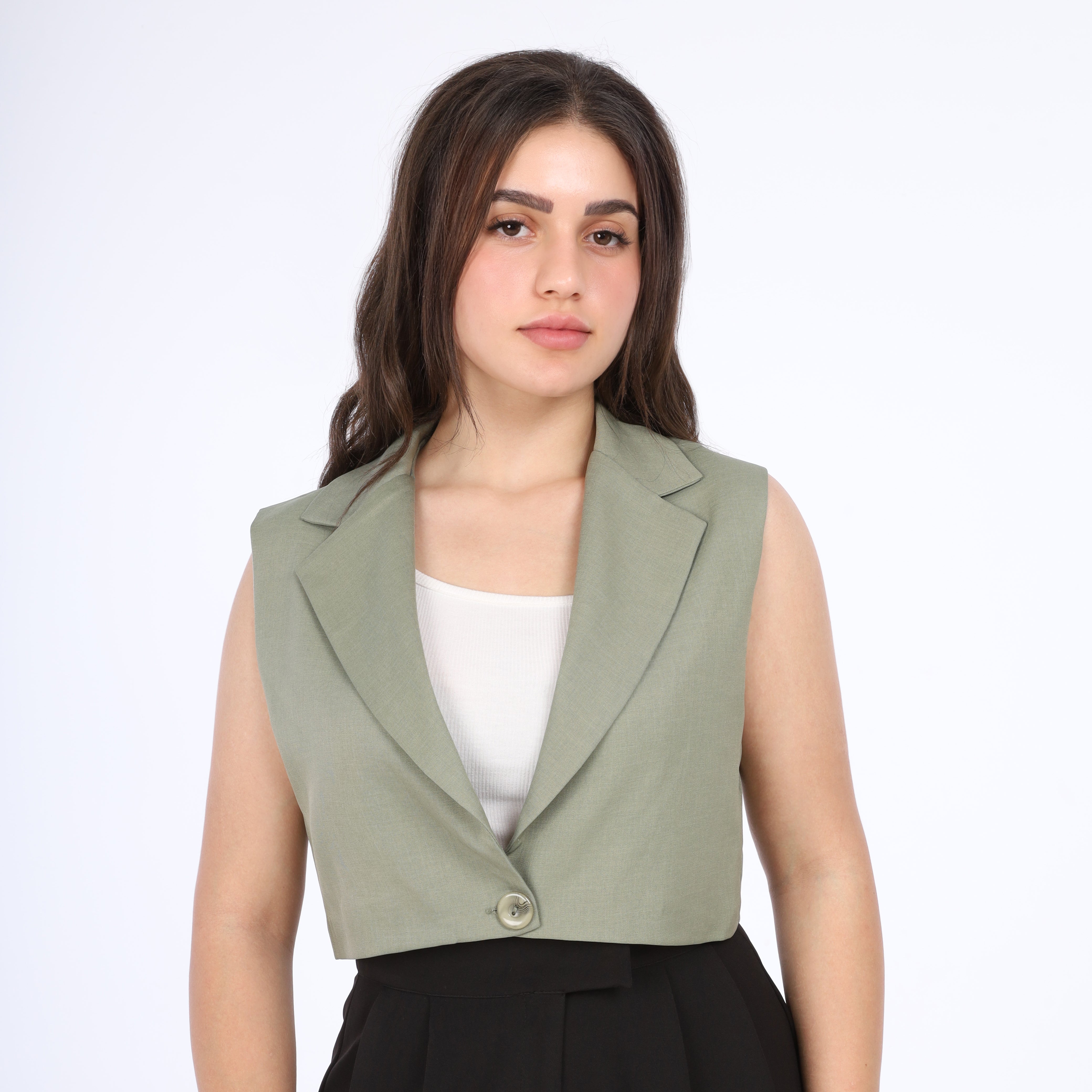 Sleeveless Blazer Style Vest w163038