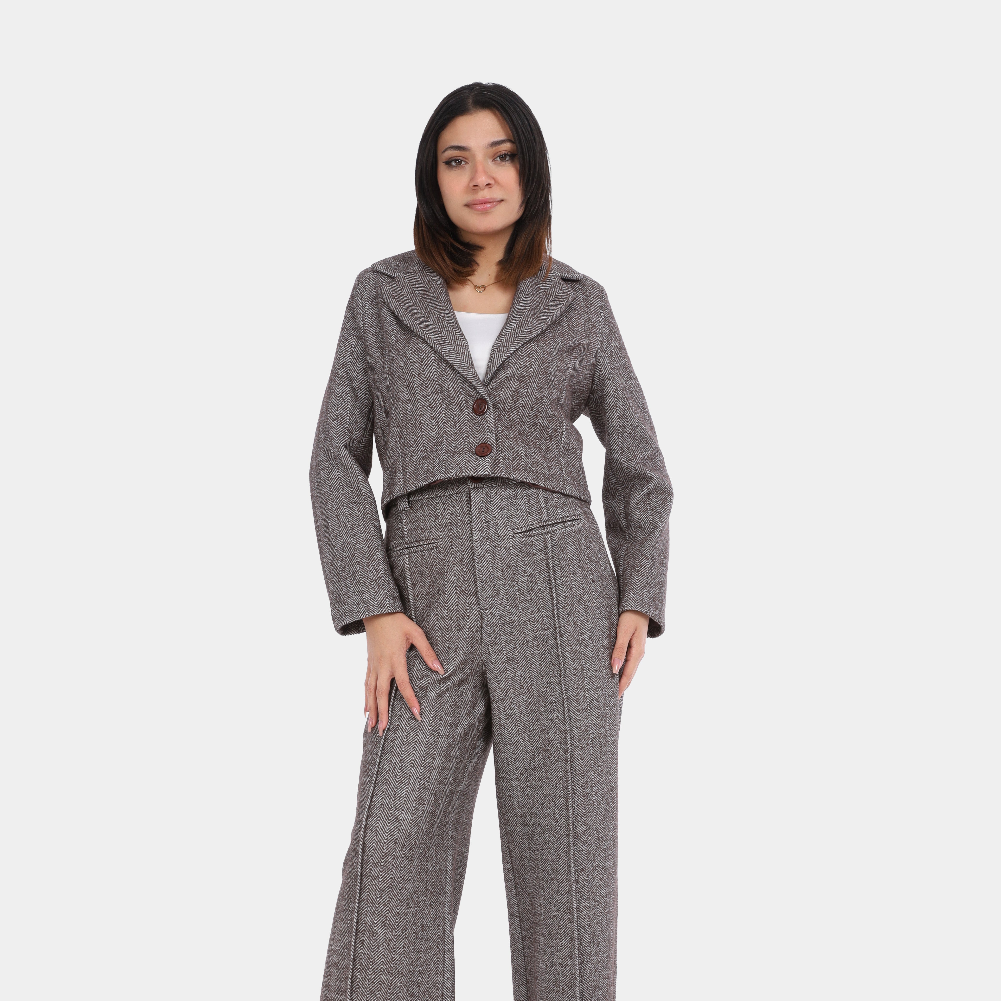 Textured Formal Cropped Blazer w1631/287