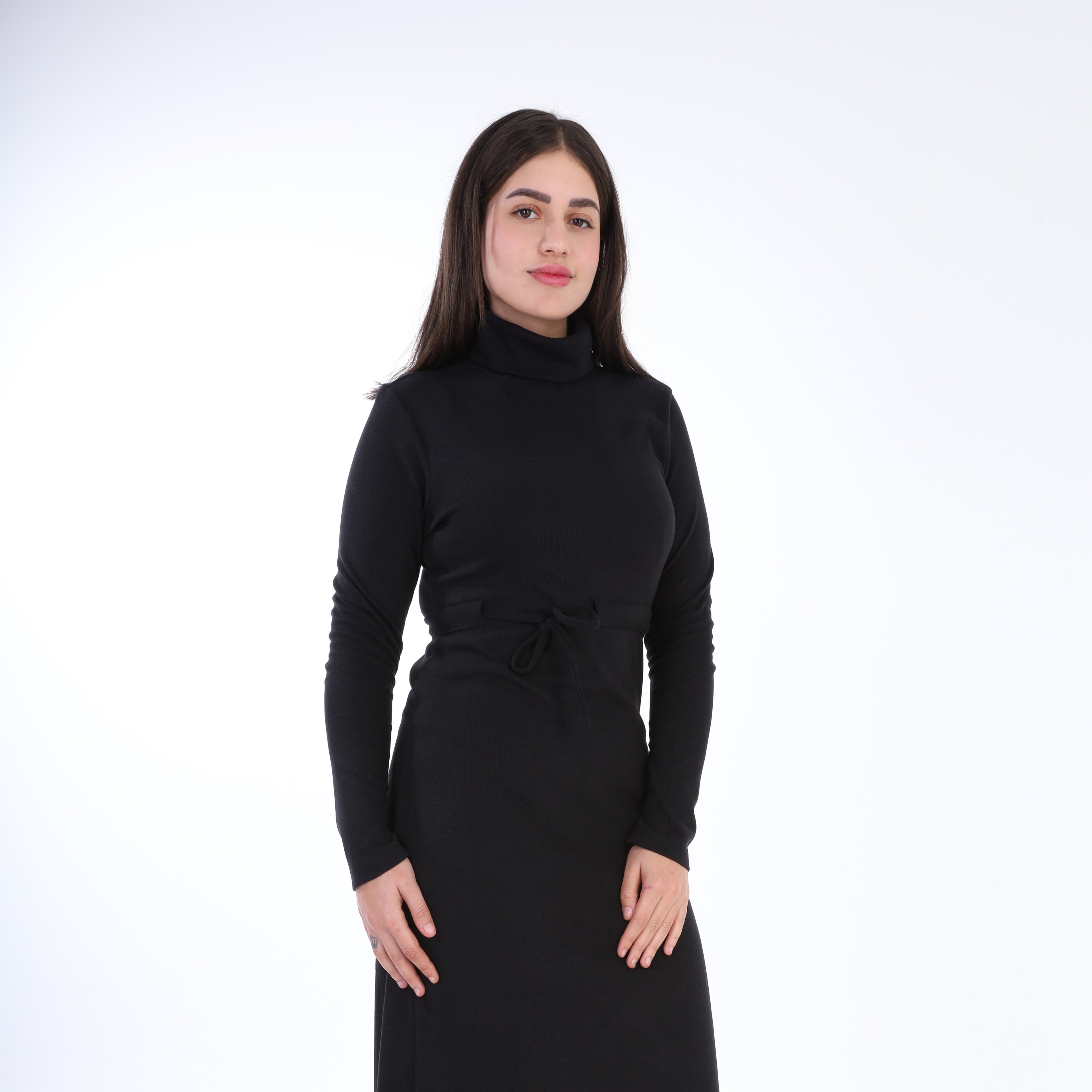 Tie-Waist Turtleneck Midi Dress w1631/288