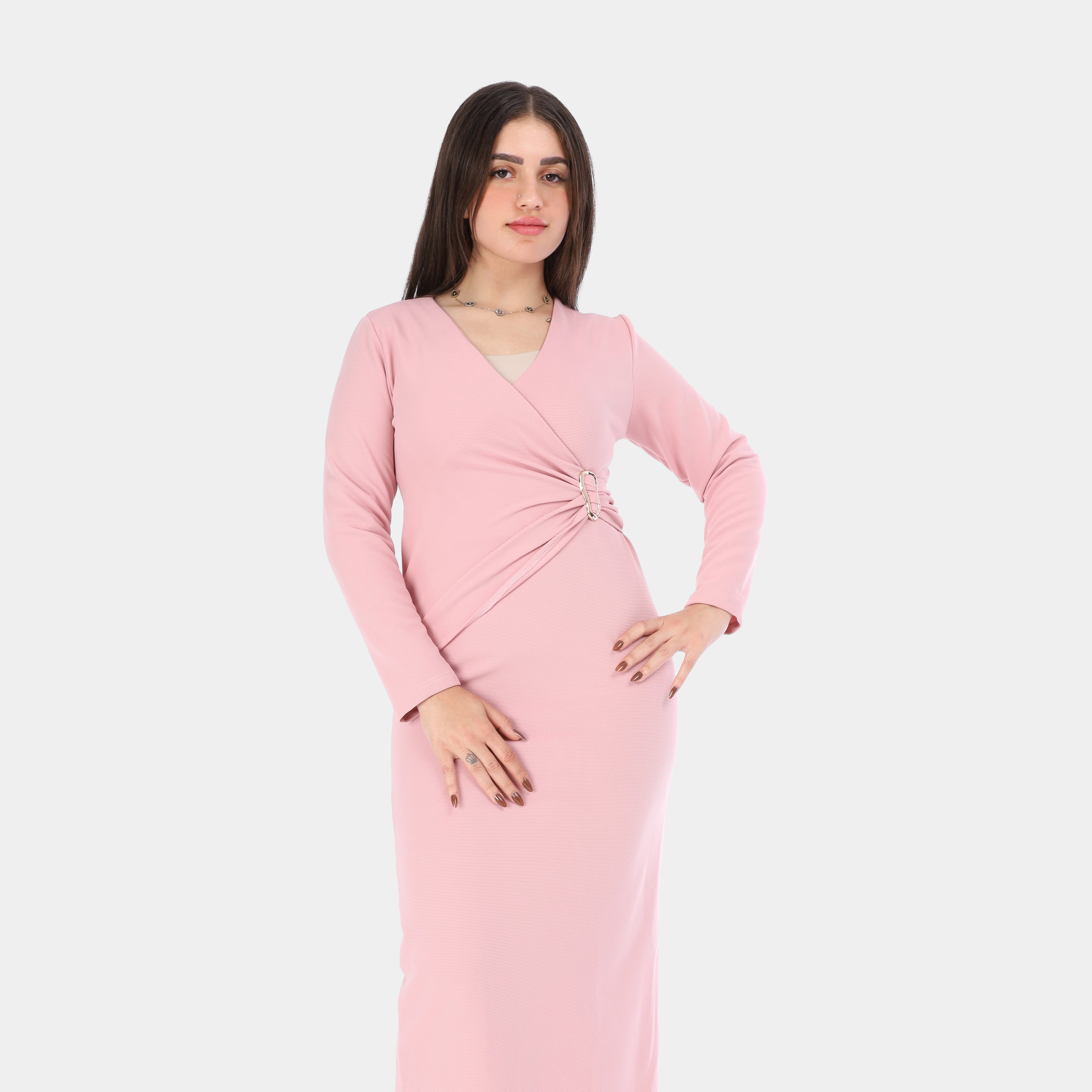 Elegance wrap Dress with ring waist w1631/346