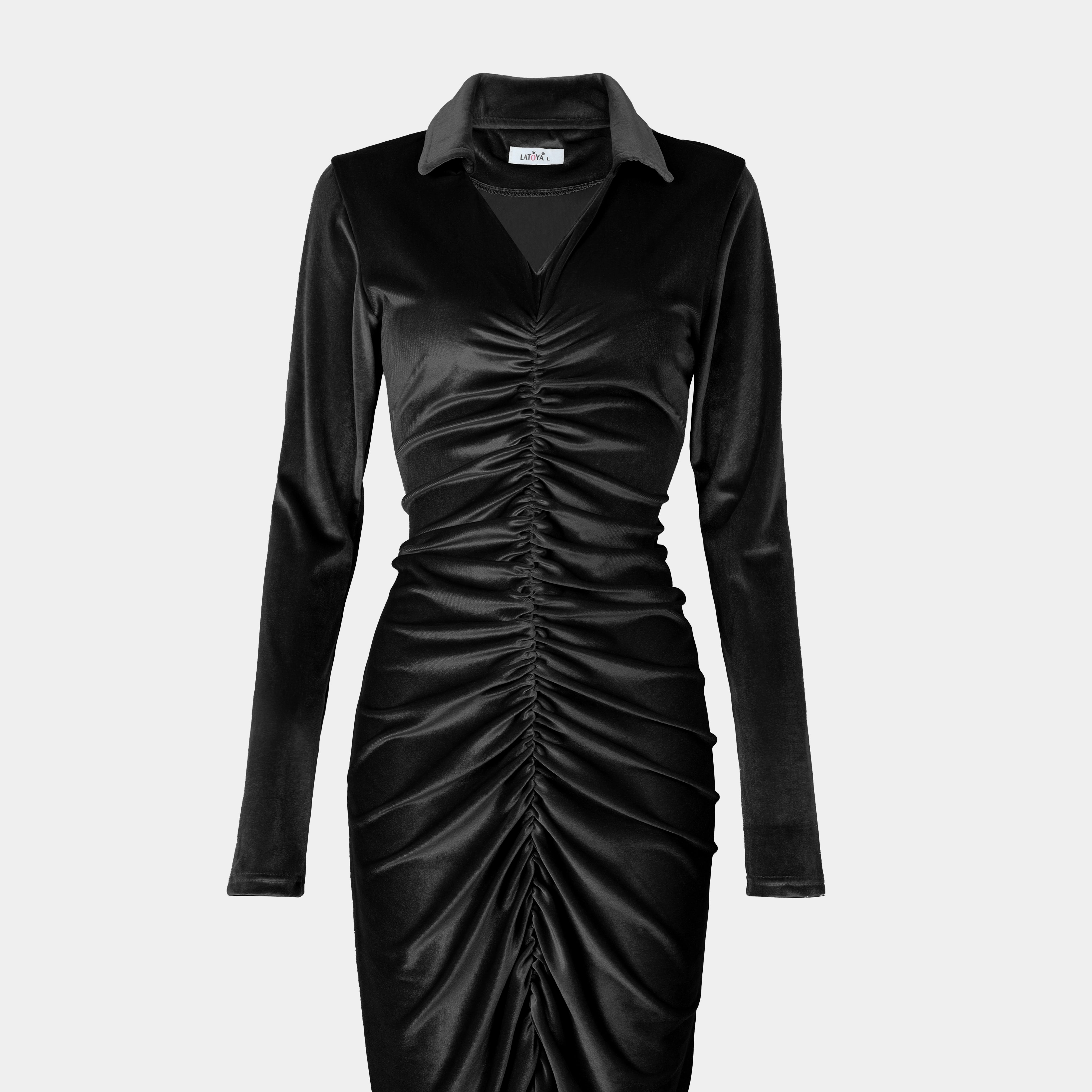 Vlvet Down Ruched Midi Dress w163110