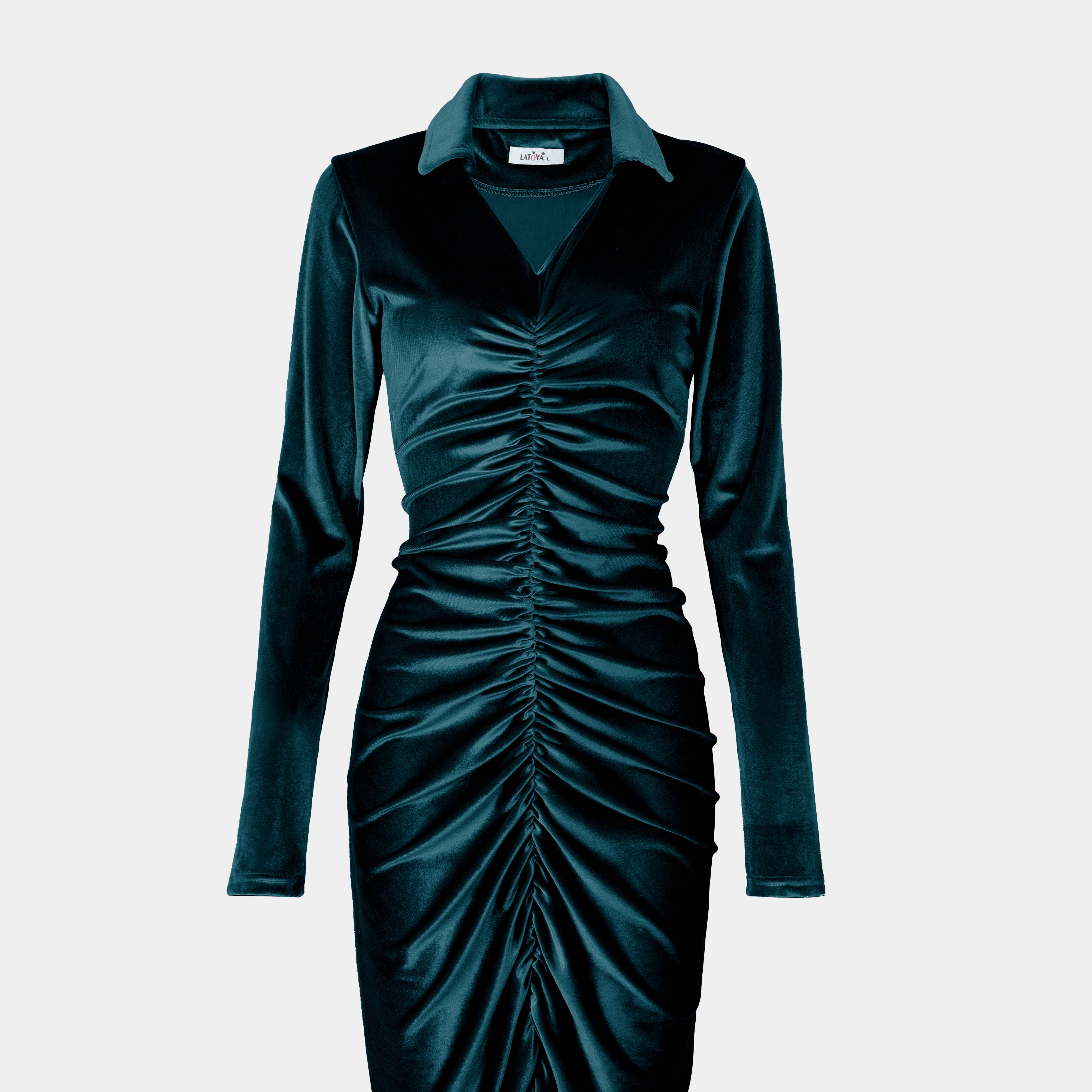 Vlvet Down Ruched Midi Dress w163110