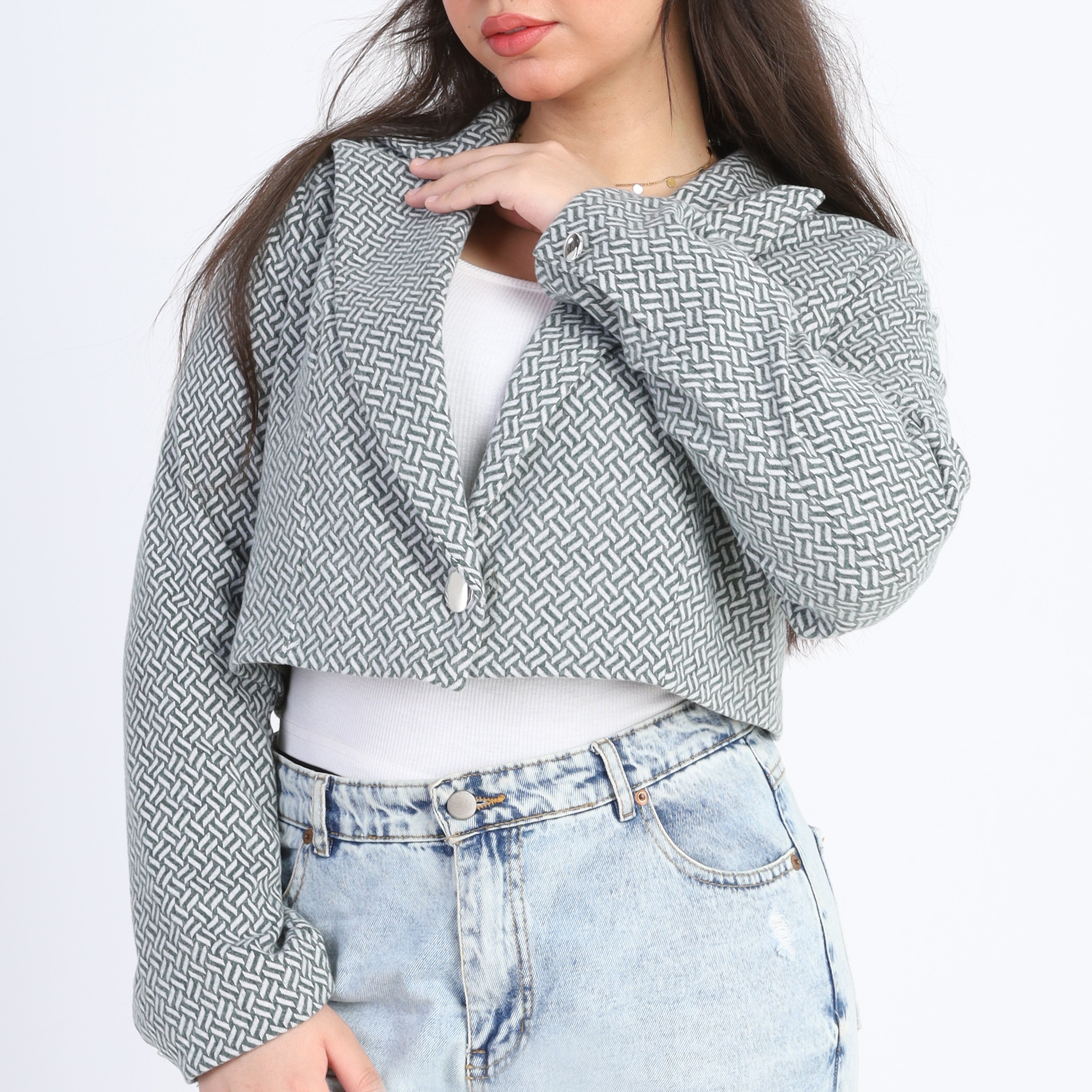 Cropped Geometric Blazer w163111/1