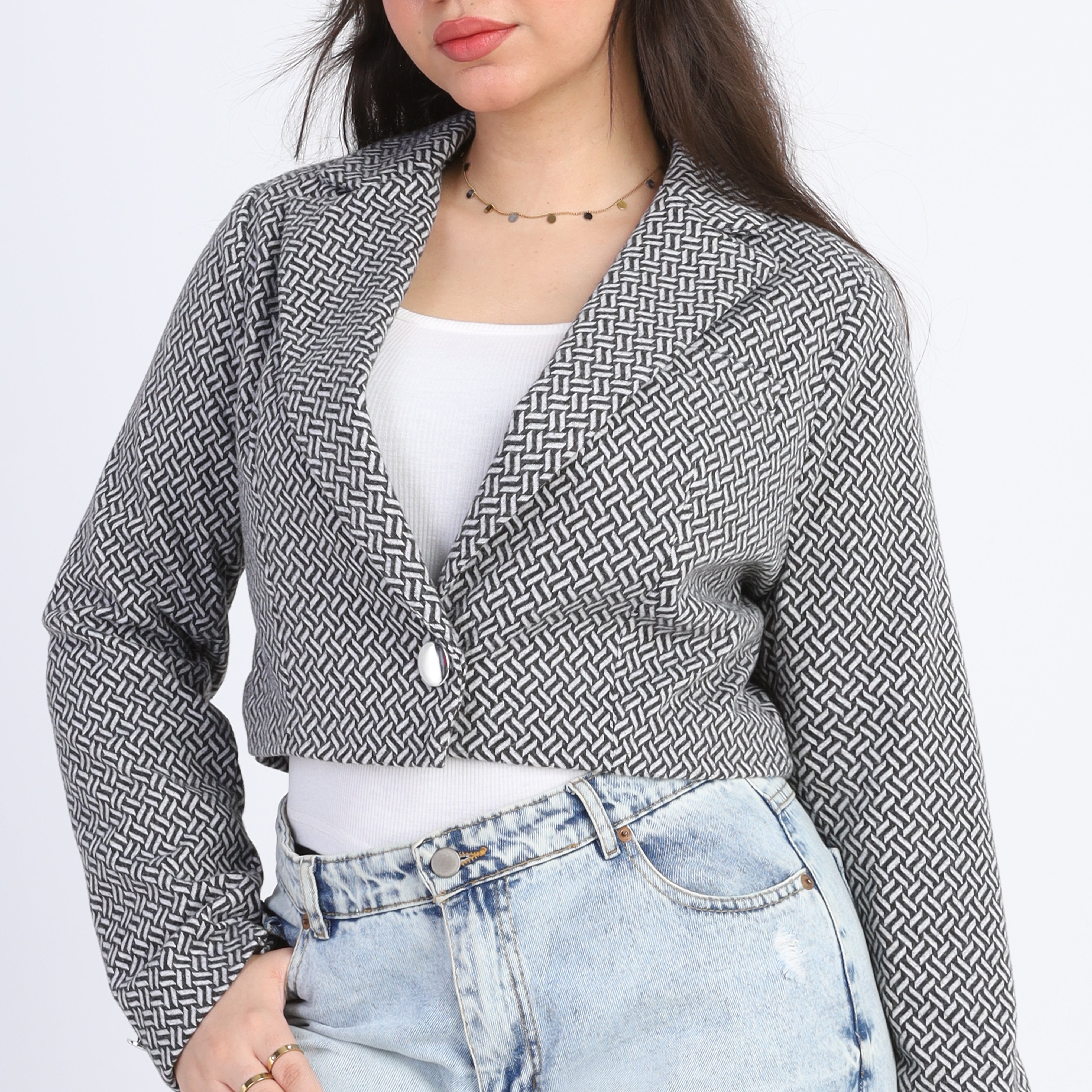 Cropped Geometric Blazer w163111/1