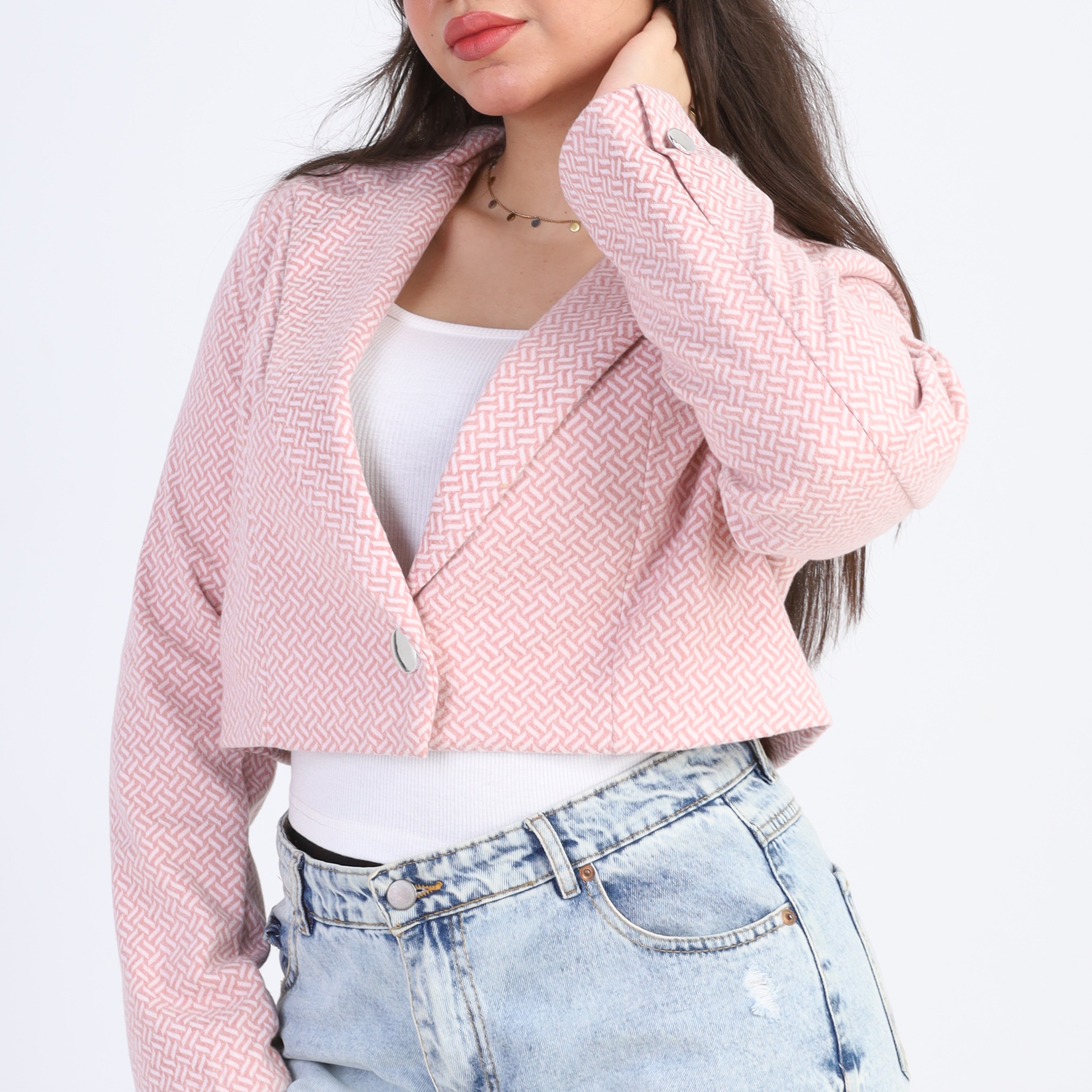 Cropped Geometric Blazer w163111/1