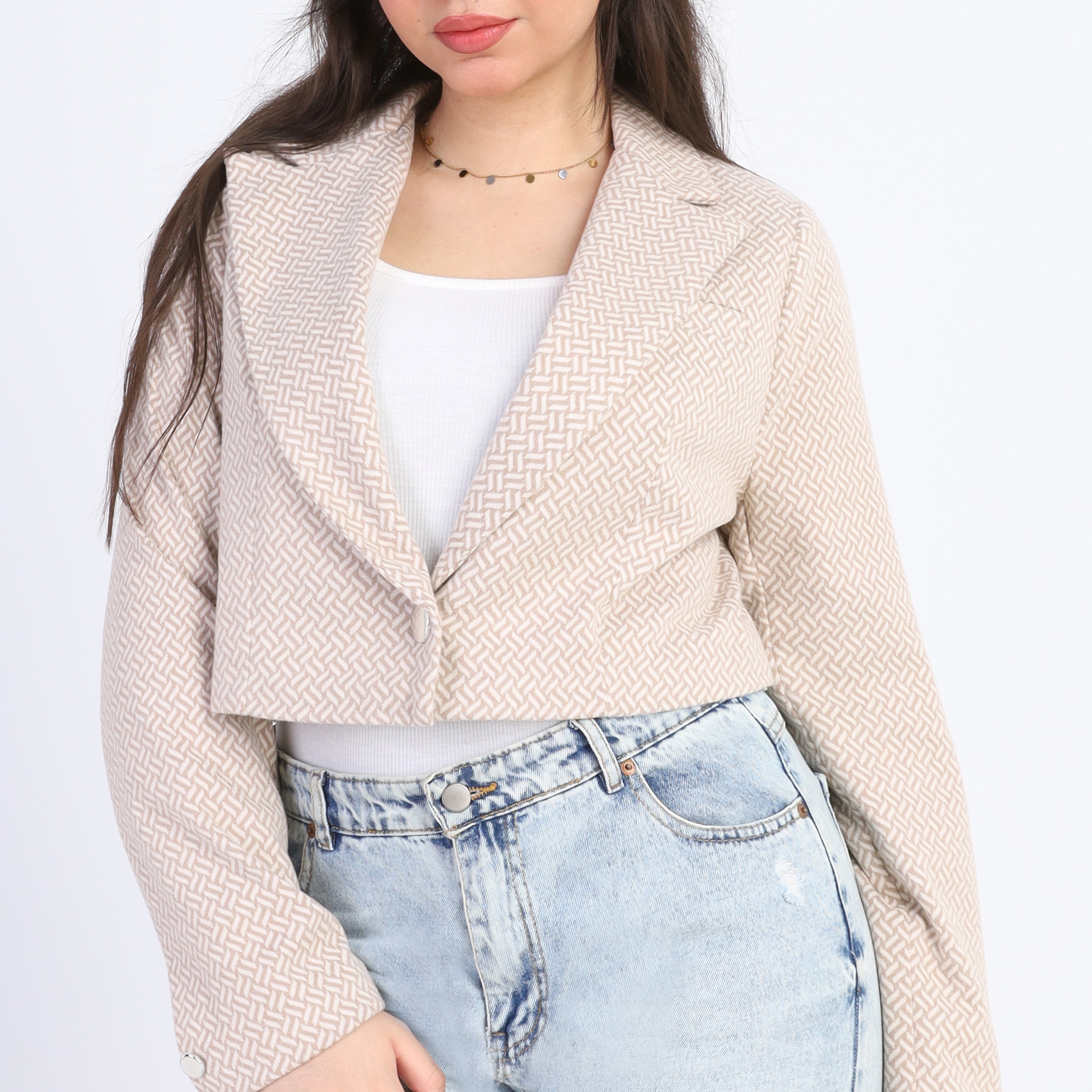 Cropped Geometric Blazer w163111/1