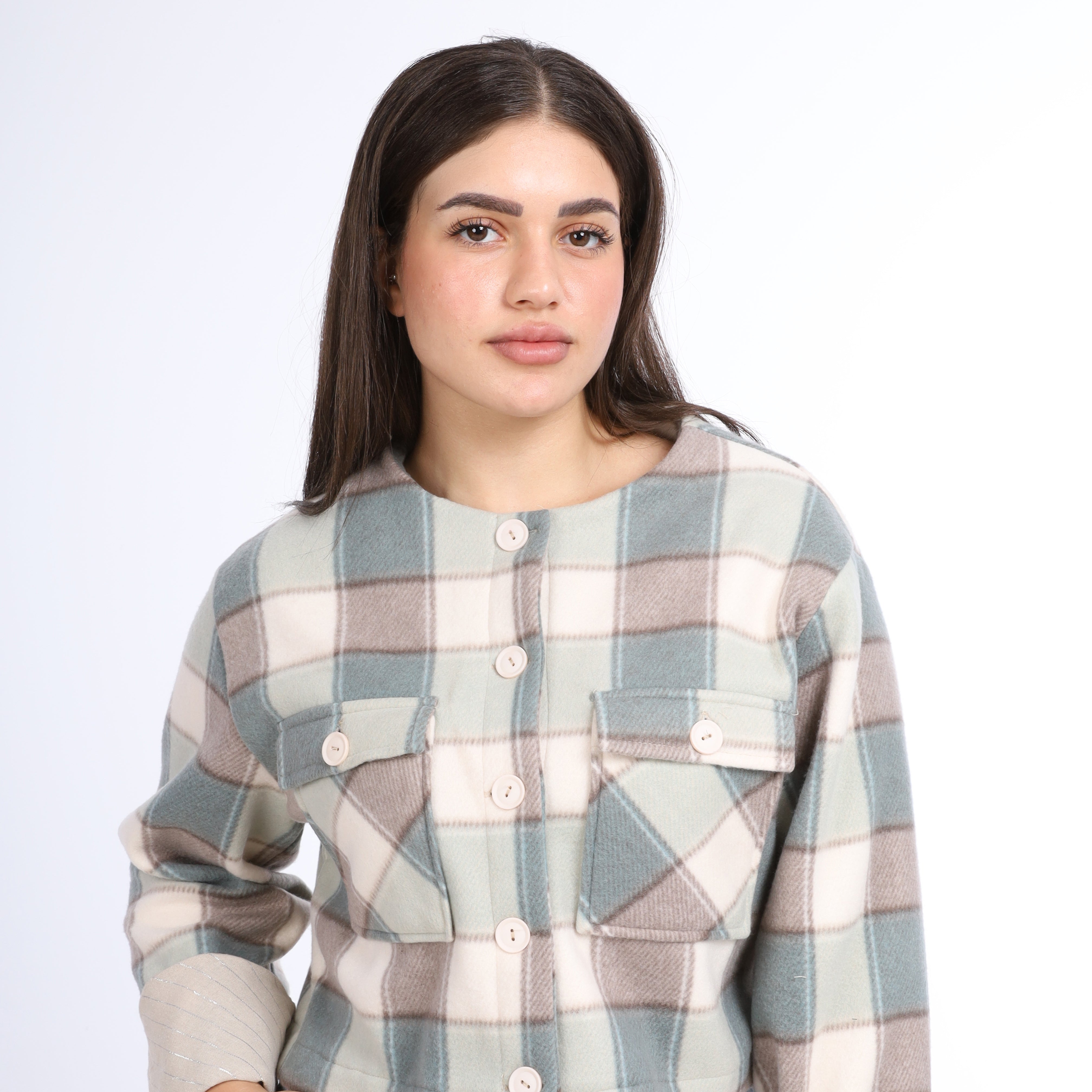 Cropped Plaid Jacket w163186