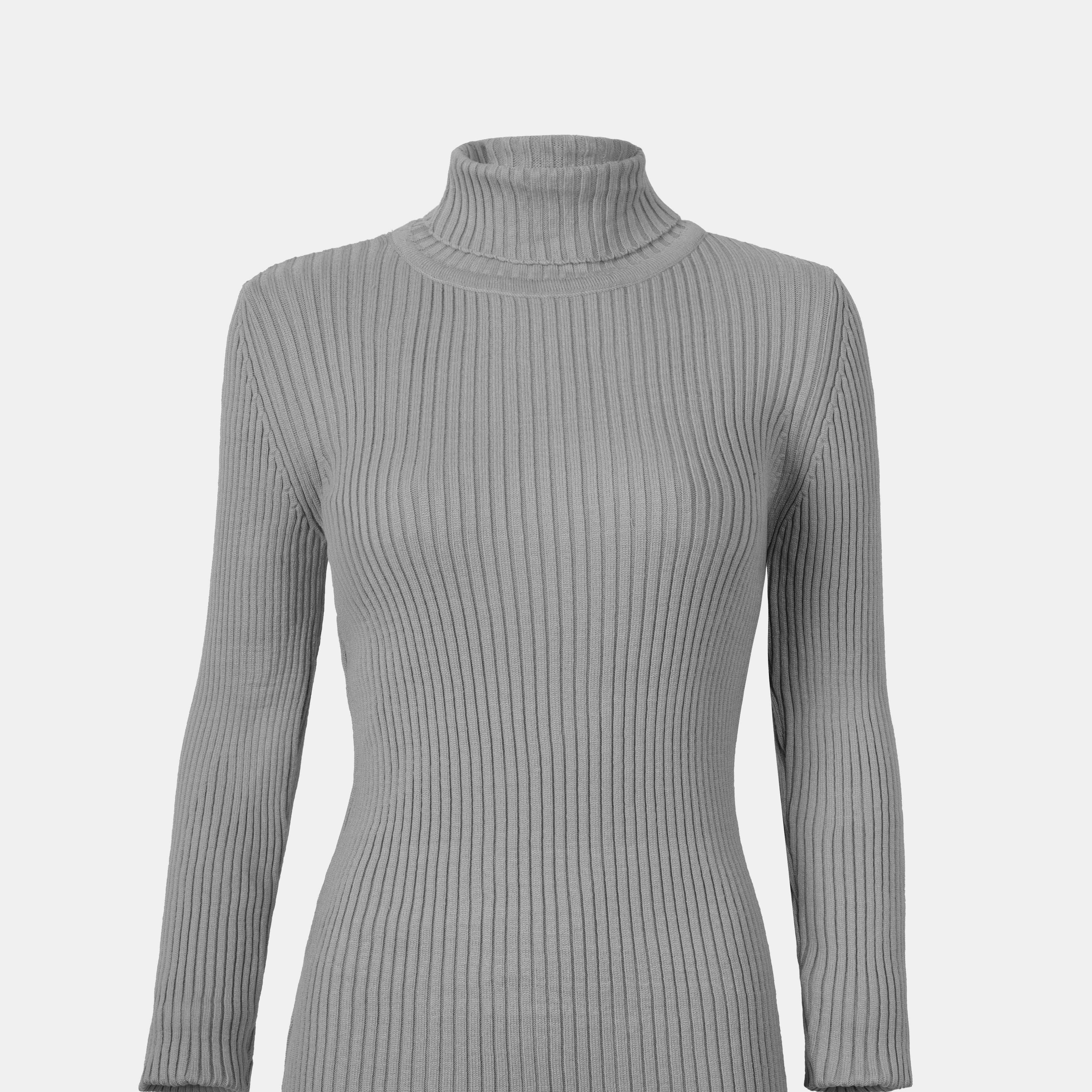 Ribbed Knit Turtleneck Basic Top w16321