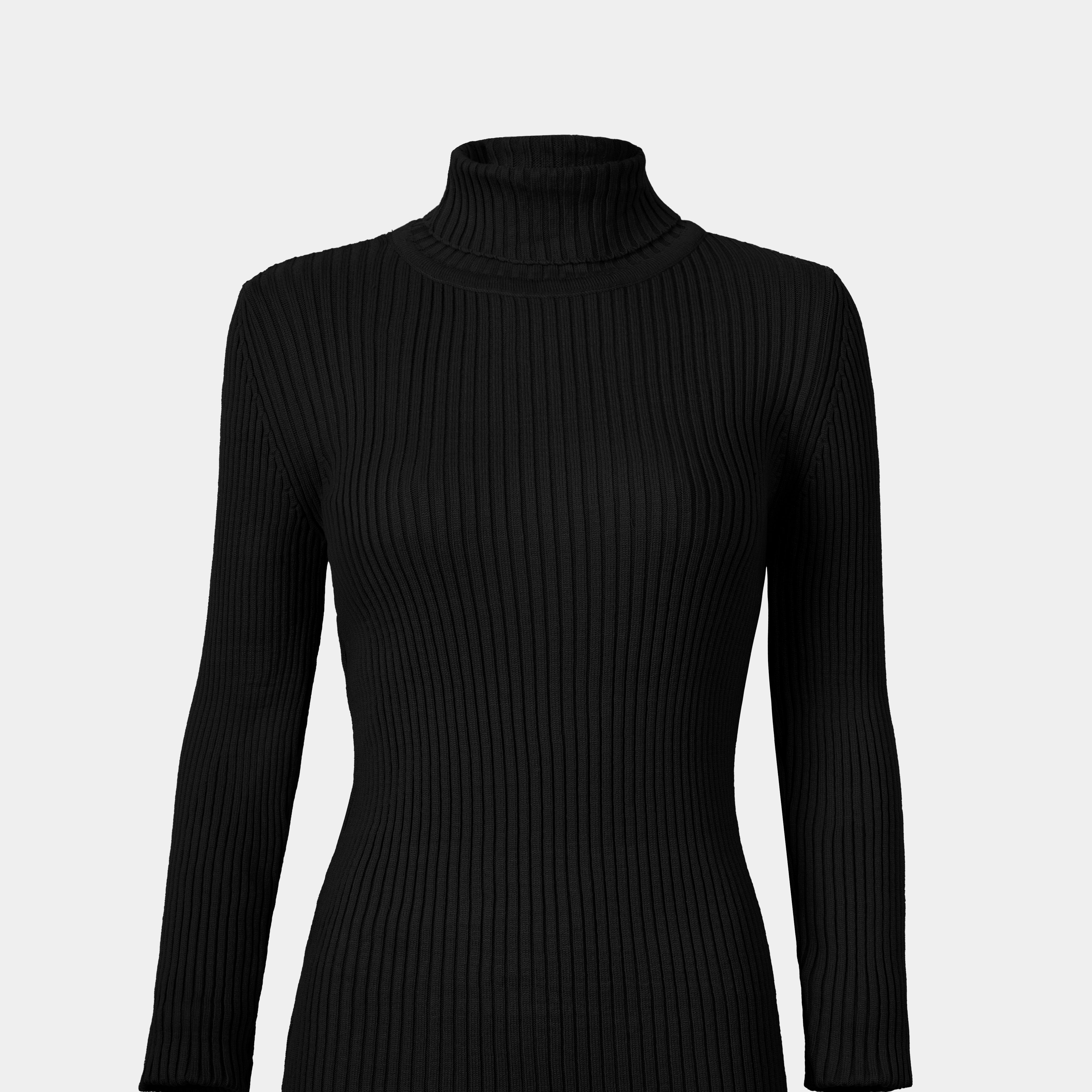Ribbed Knit Turtleneck Basic Top w16321