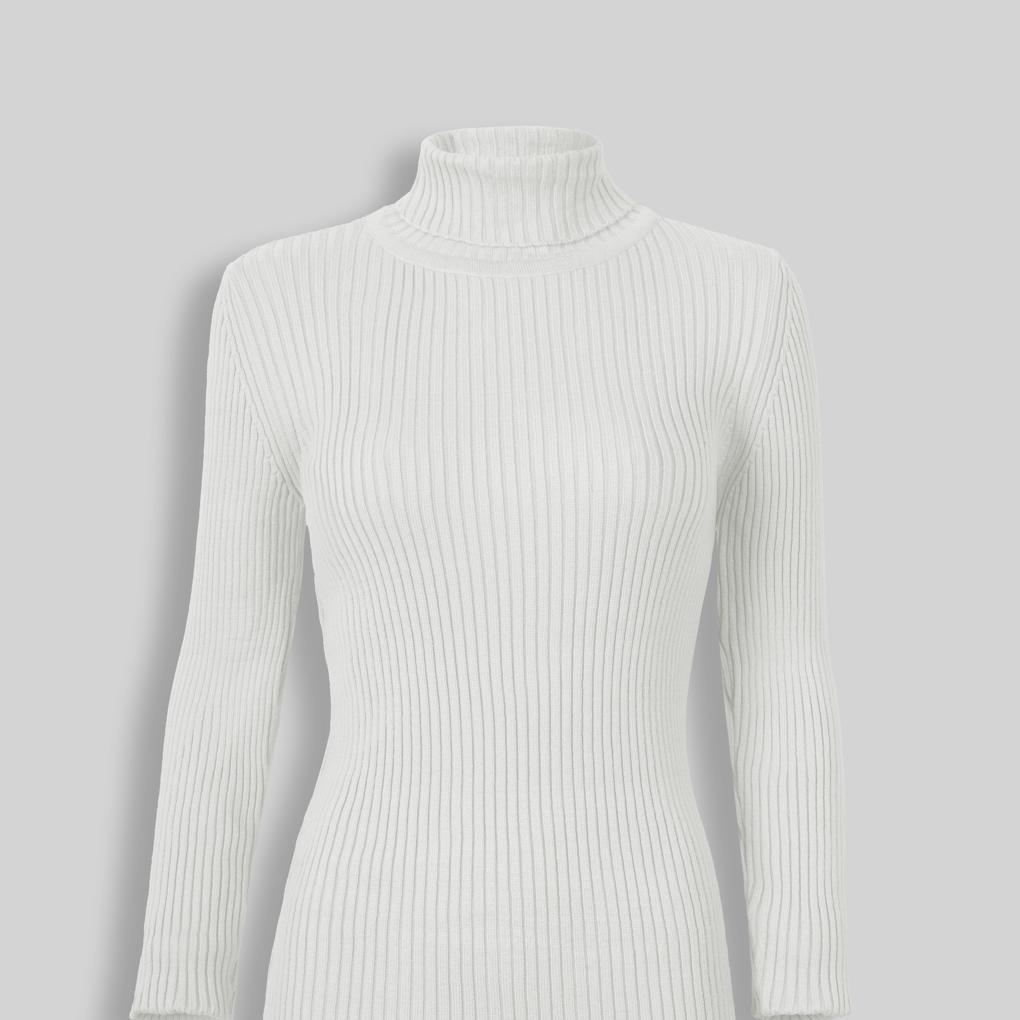 Ribbed Knit Turtleneck Basic Top w16321