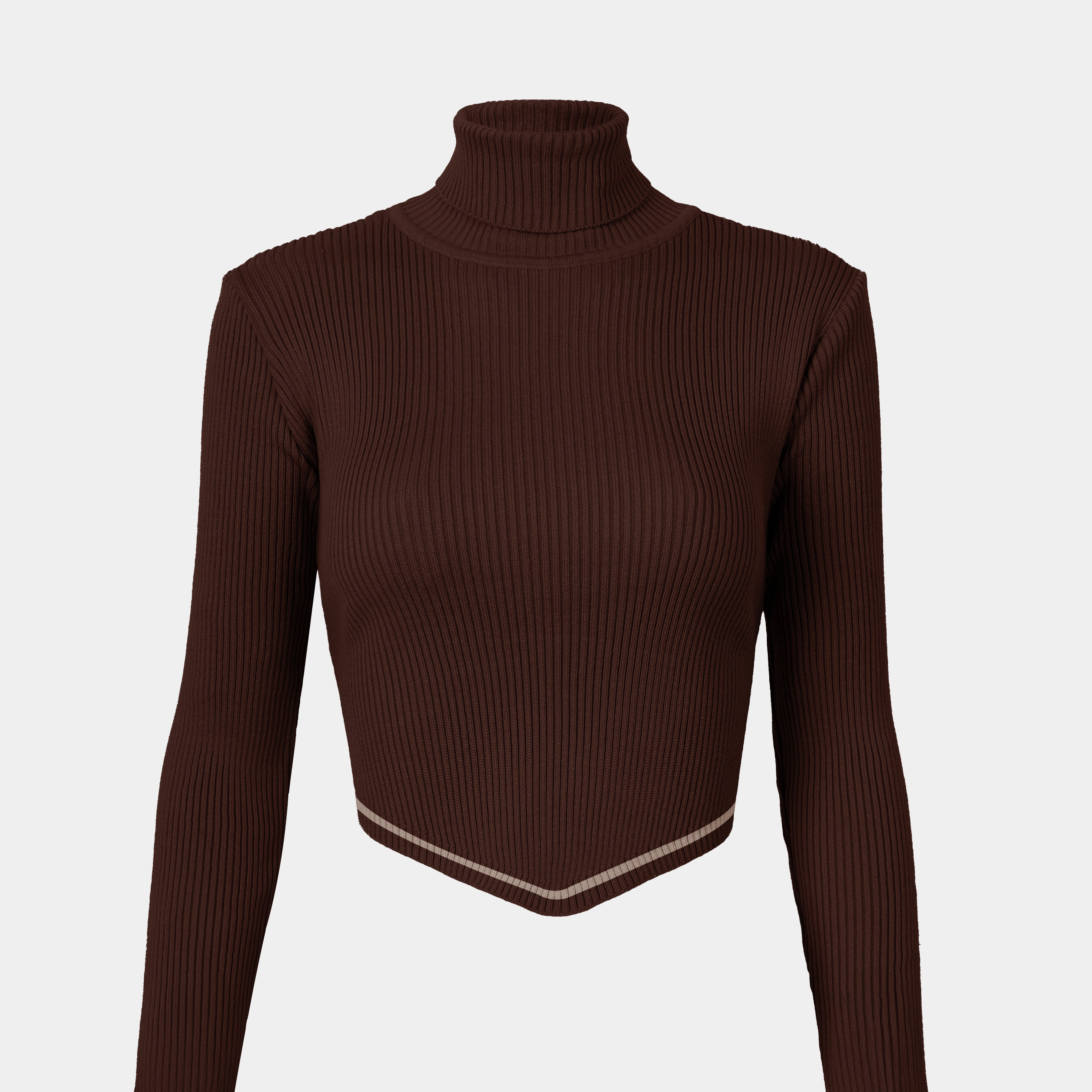 Asymmetrical Ribbed Knit Turtleneck Crop Top w16322