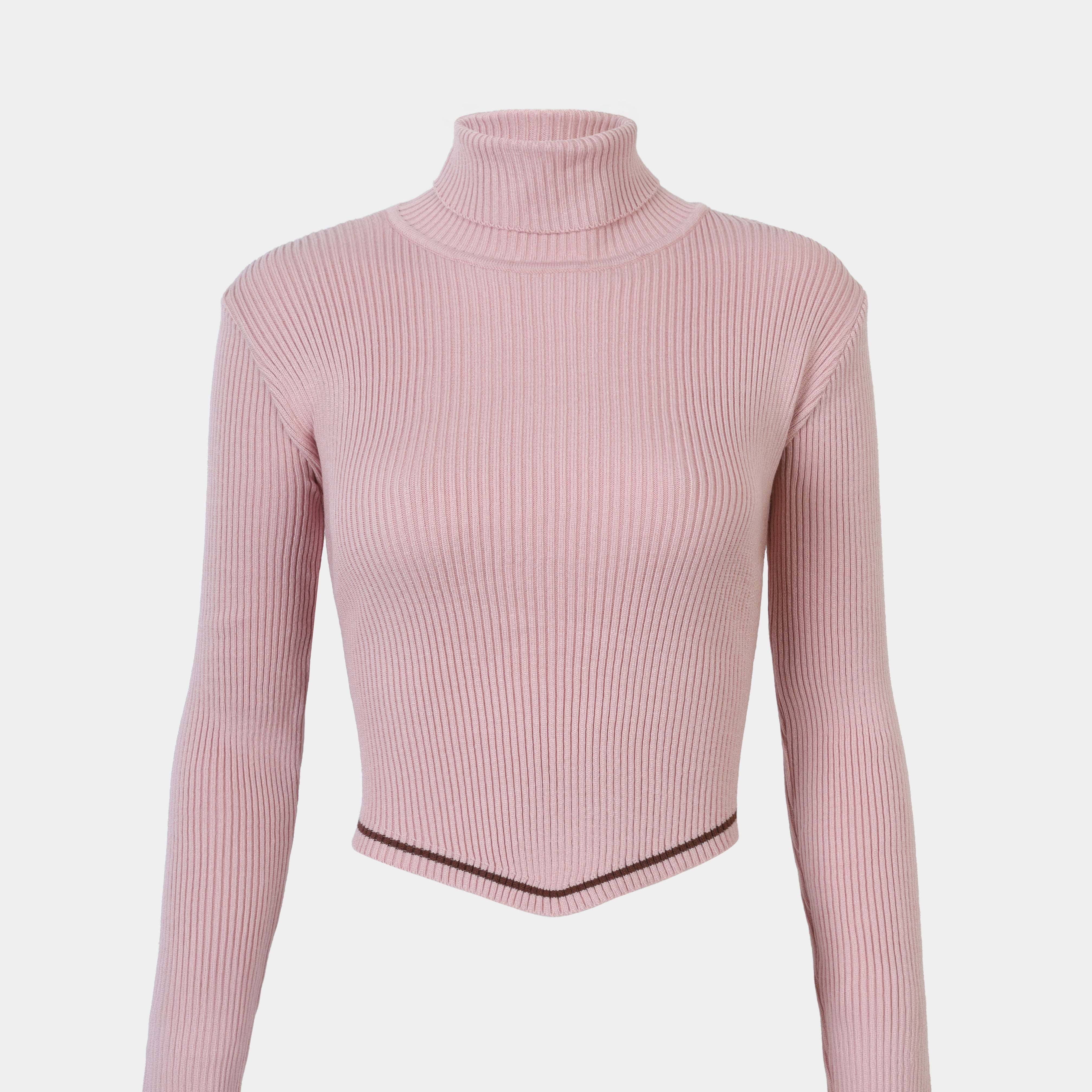 Asymmetrical Ribbed Knit Turtleneck Crop Top w16322