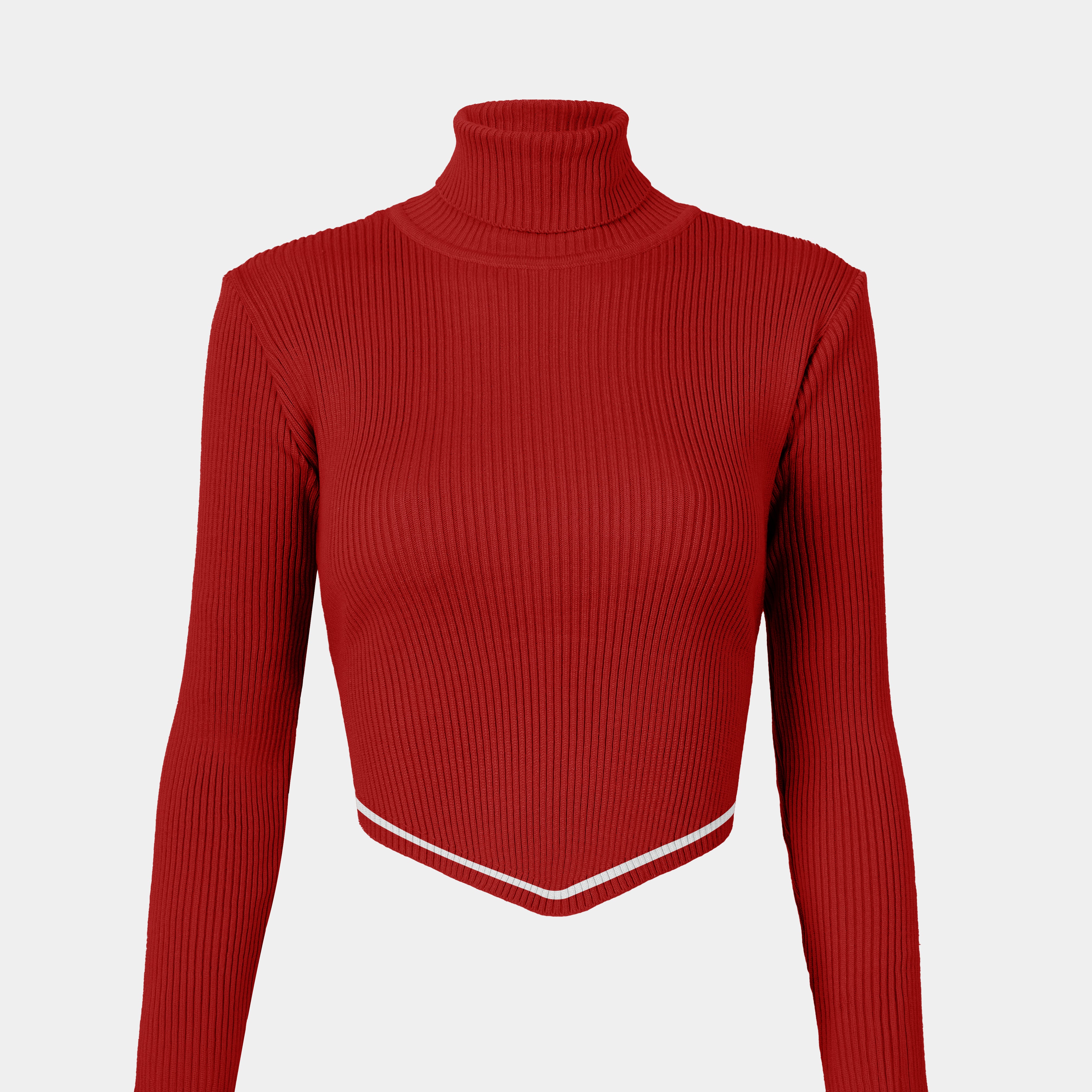 Asymmetrical Ribbed Knit Turtleneck Crop Top w16322