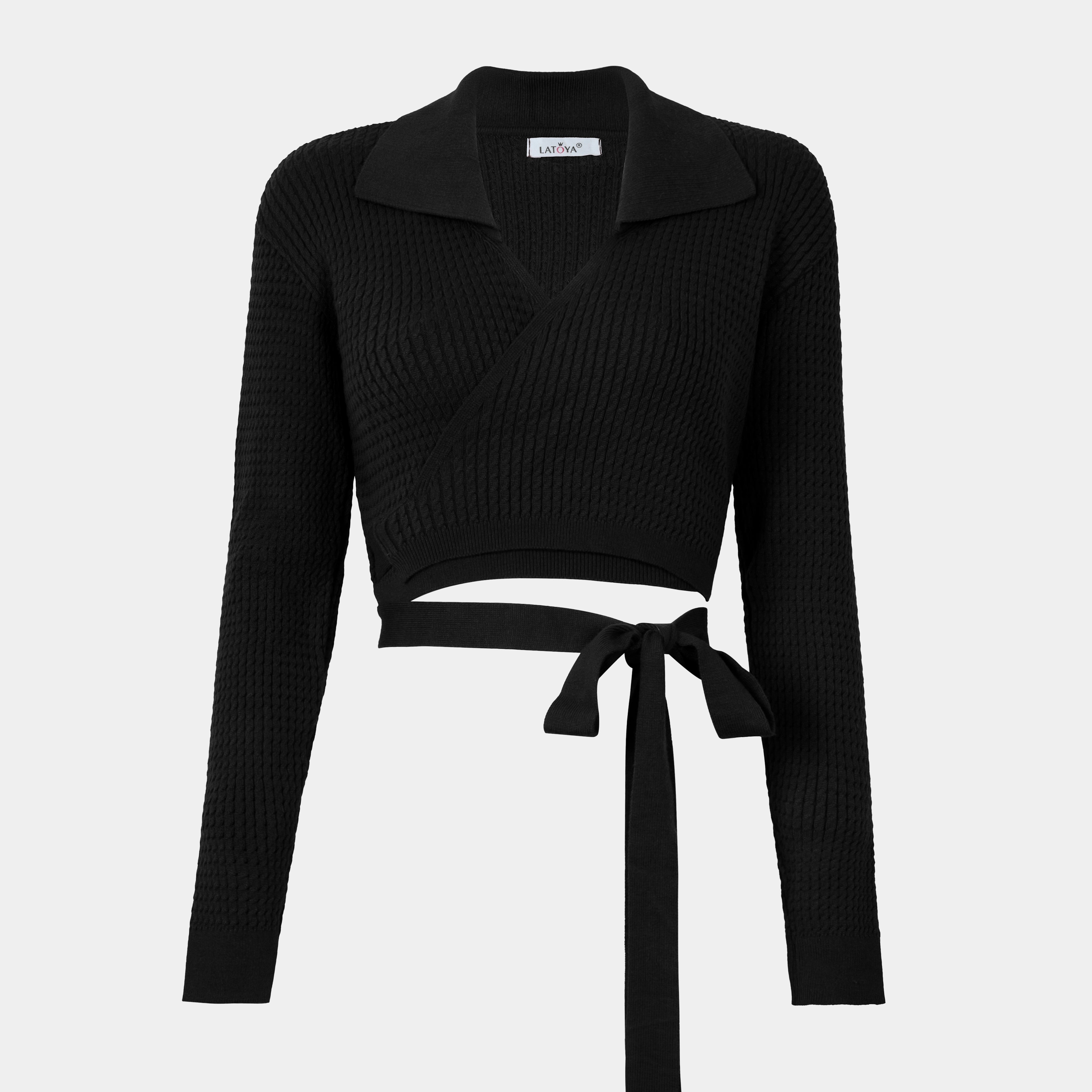 Wrap Ribbed Knit Sweater w16324