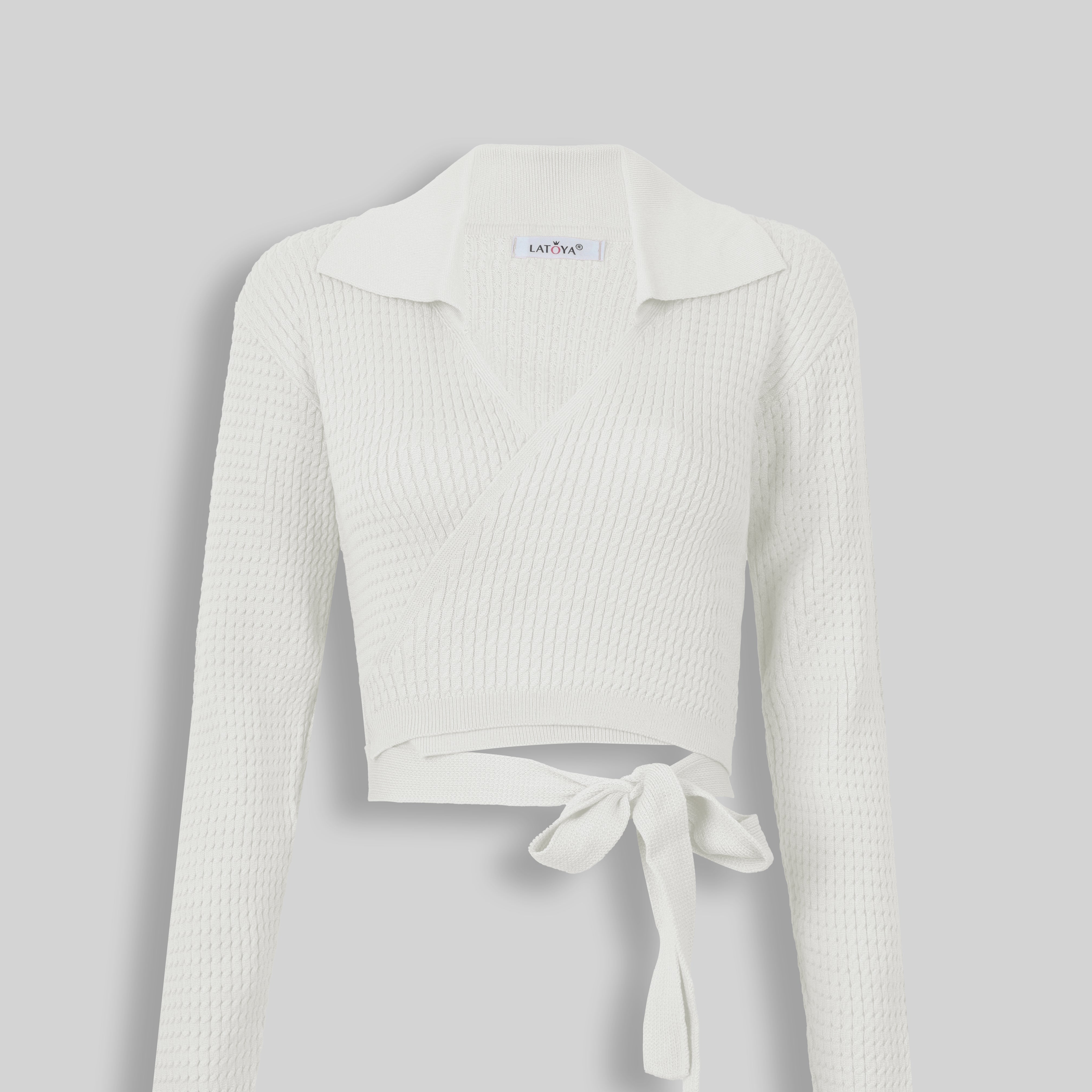 Wrap Ribbed Knit Sweater w16324