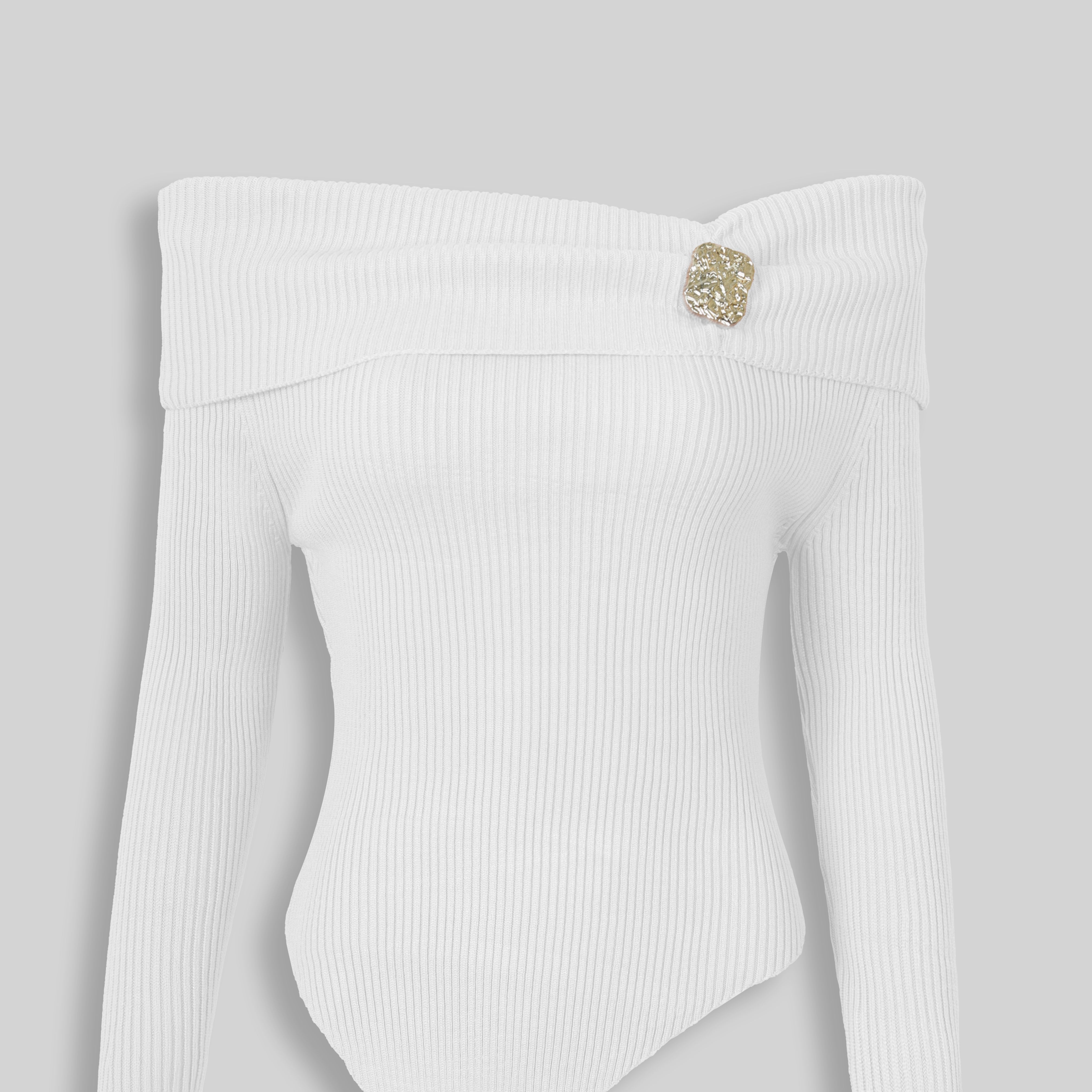 Ribbed Off-Shoulder Asymmetric Top w16326