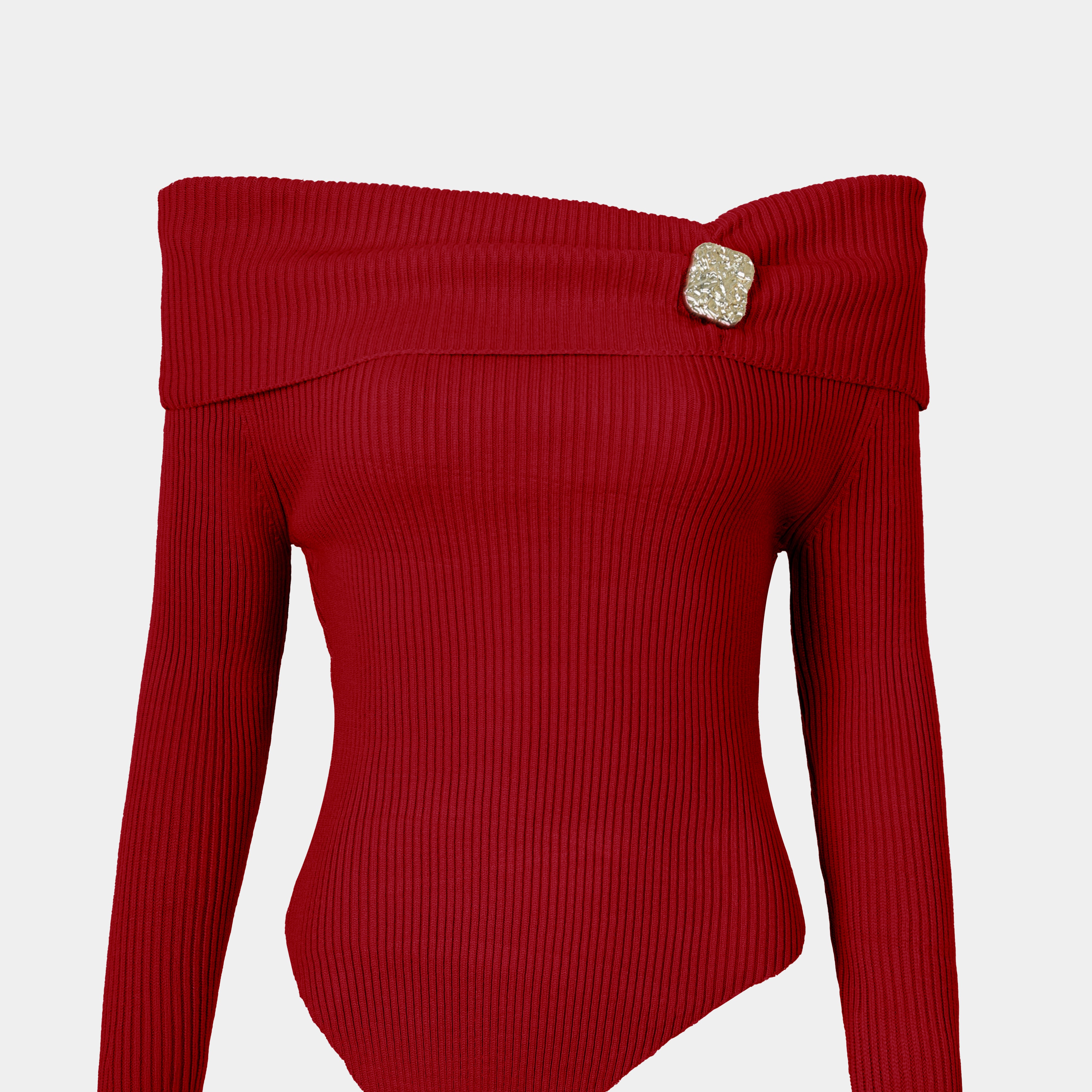 Ribbed Off-Shoulder Asymmetric Top w16326