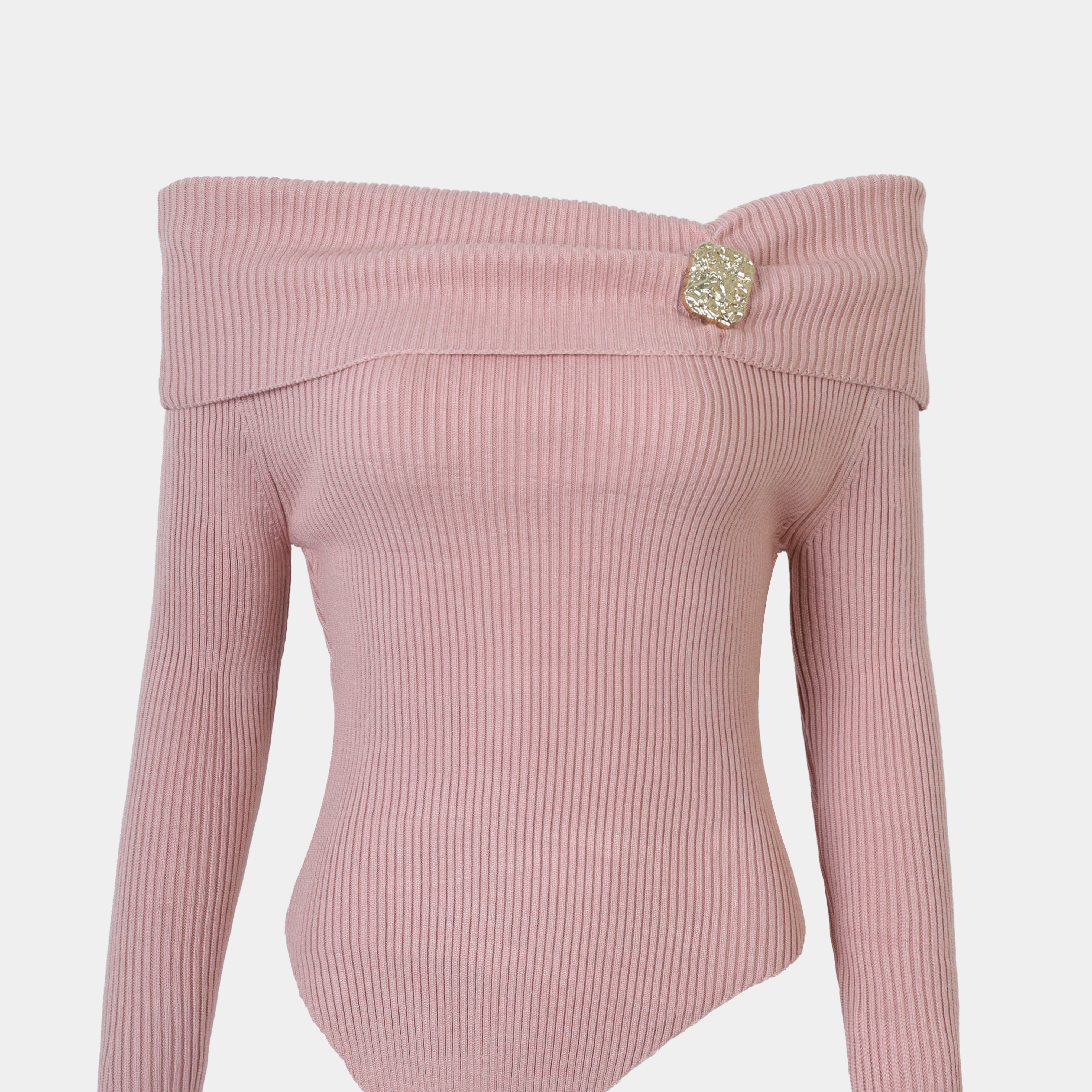 Ribbed Off-Shoulder Asymmetric Top w16326