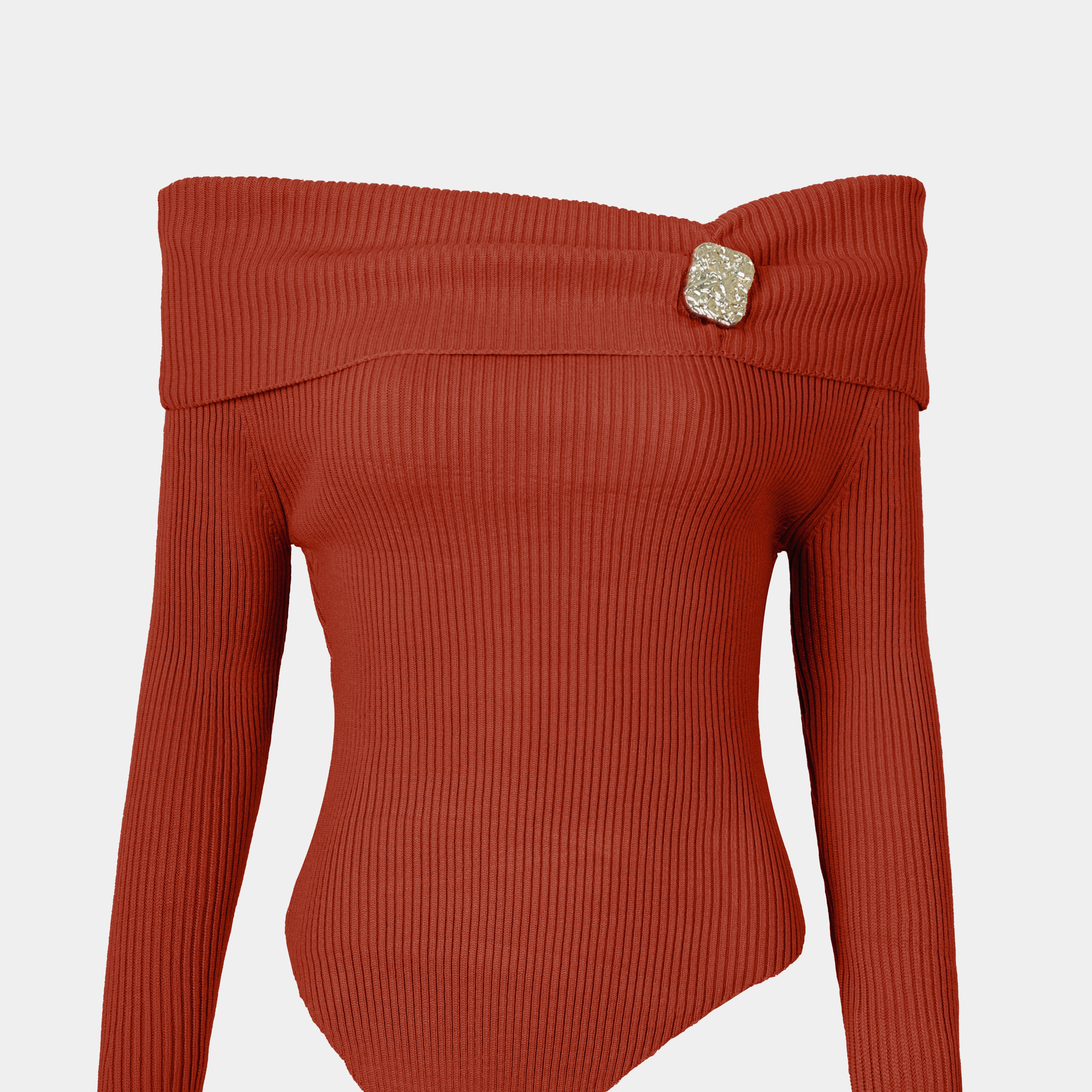 Ribbed Off-Shoulder Asymmetric Top w16326